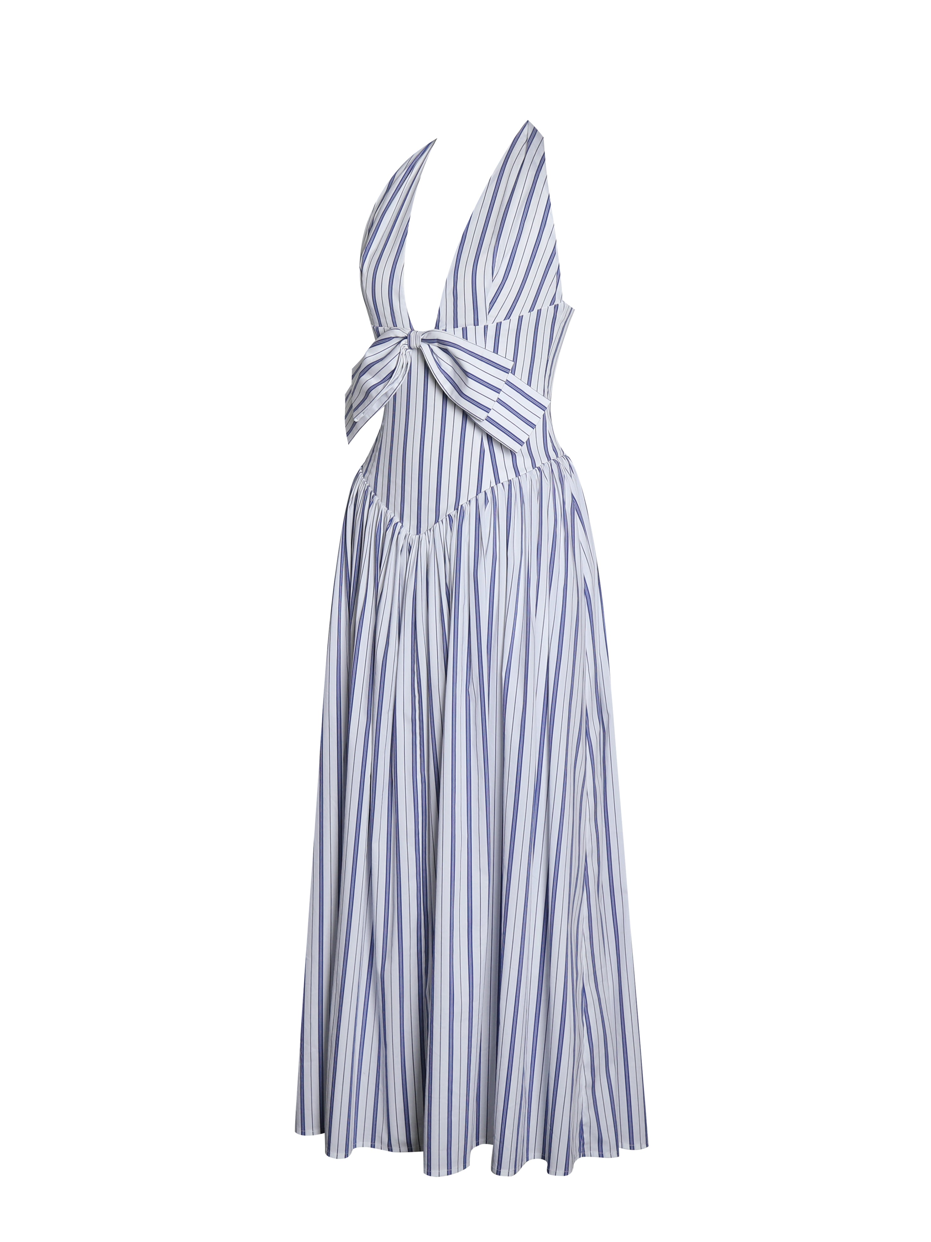 robe rayée longue navy
