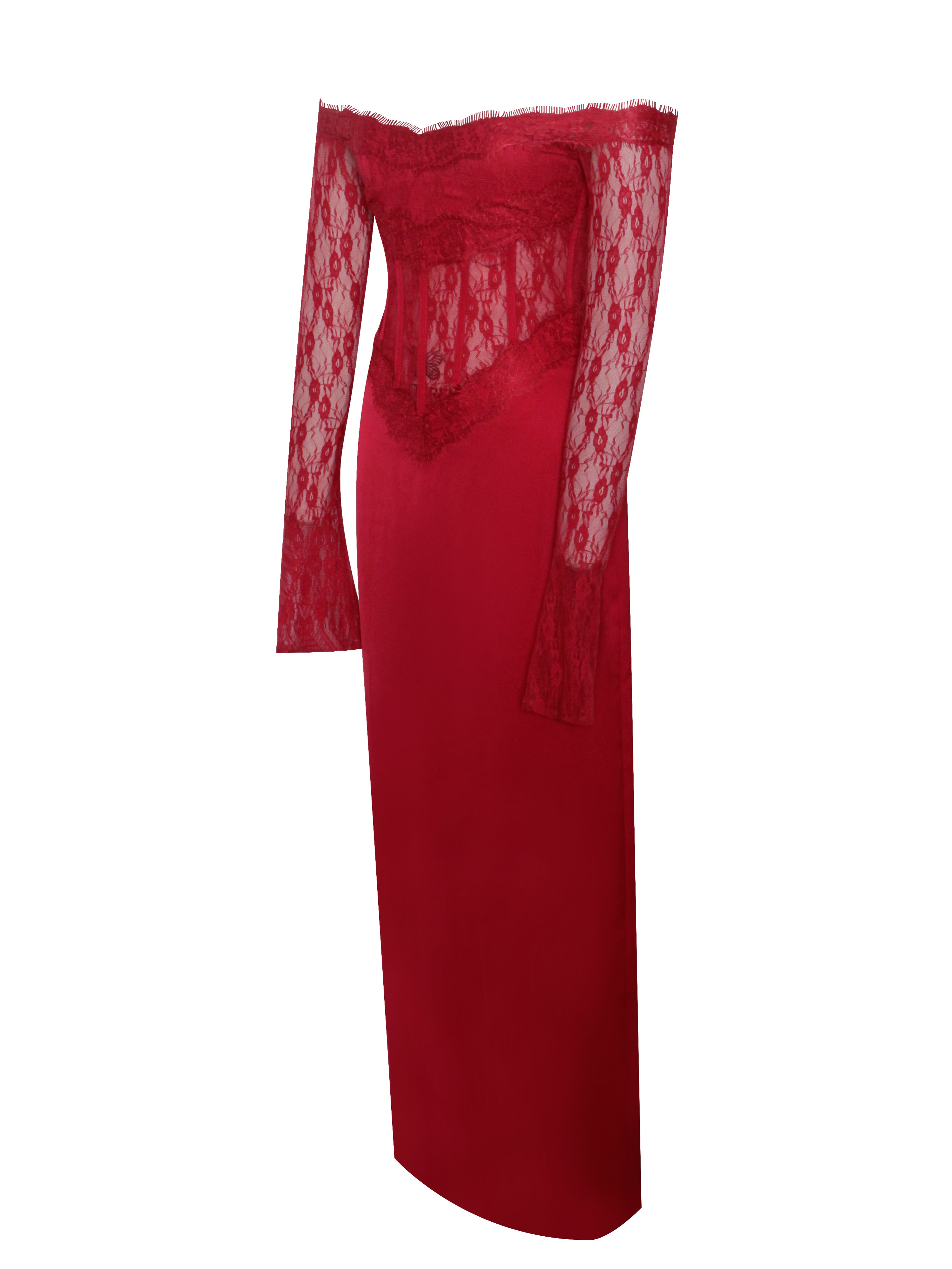 Robe de soirée en satin rouge