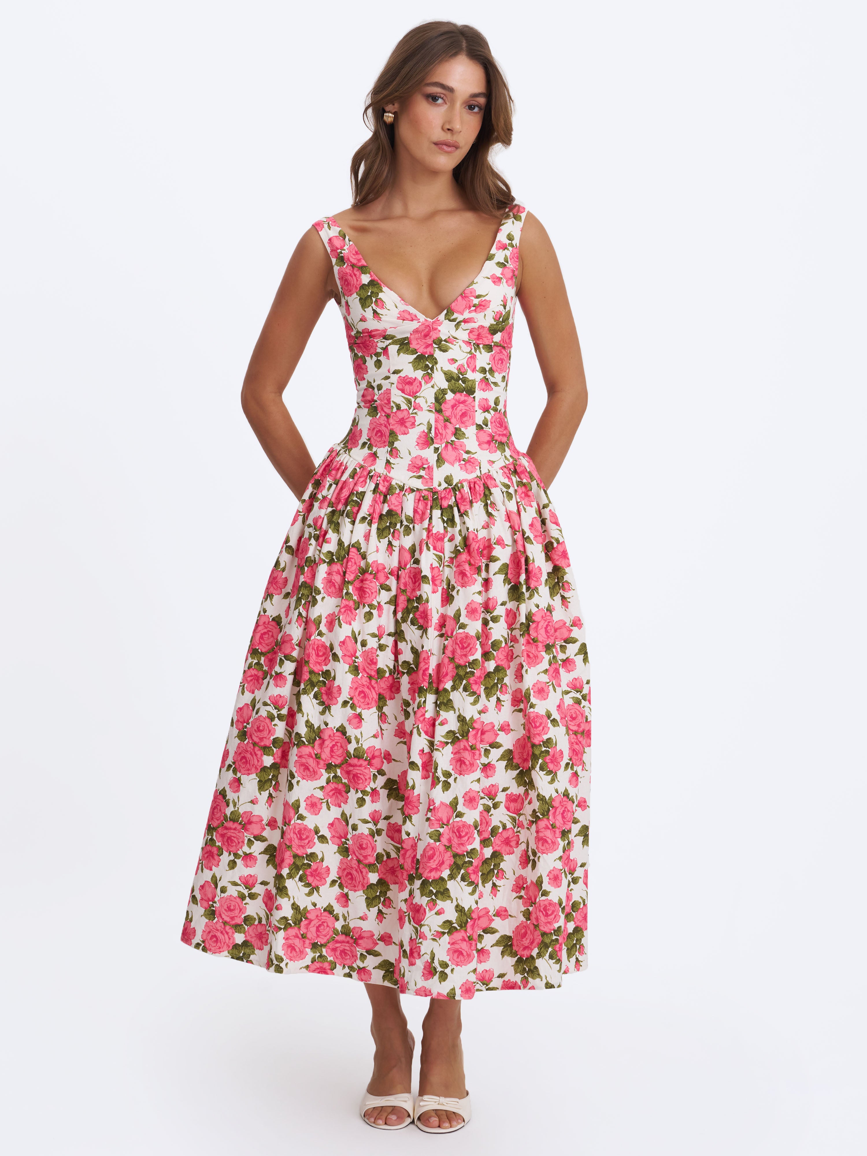 midi floral rose pour soirée