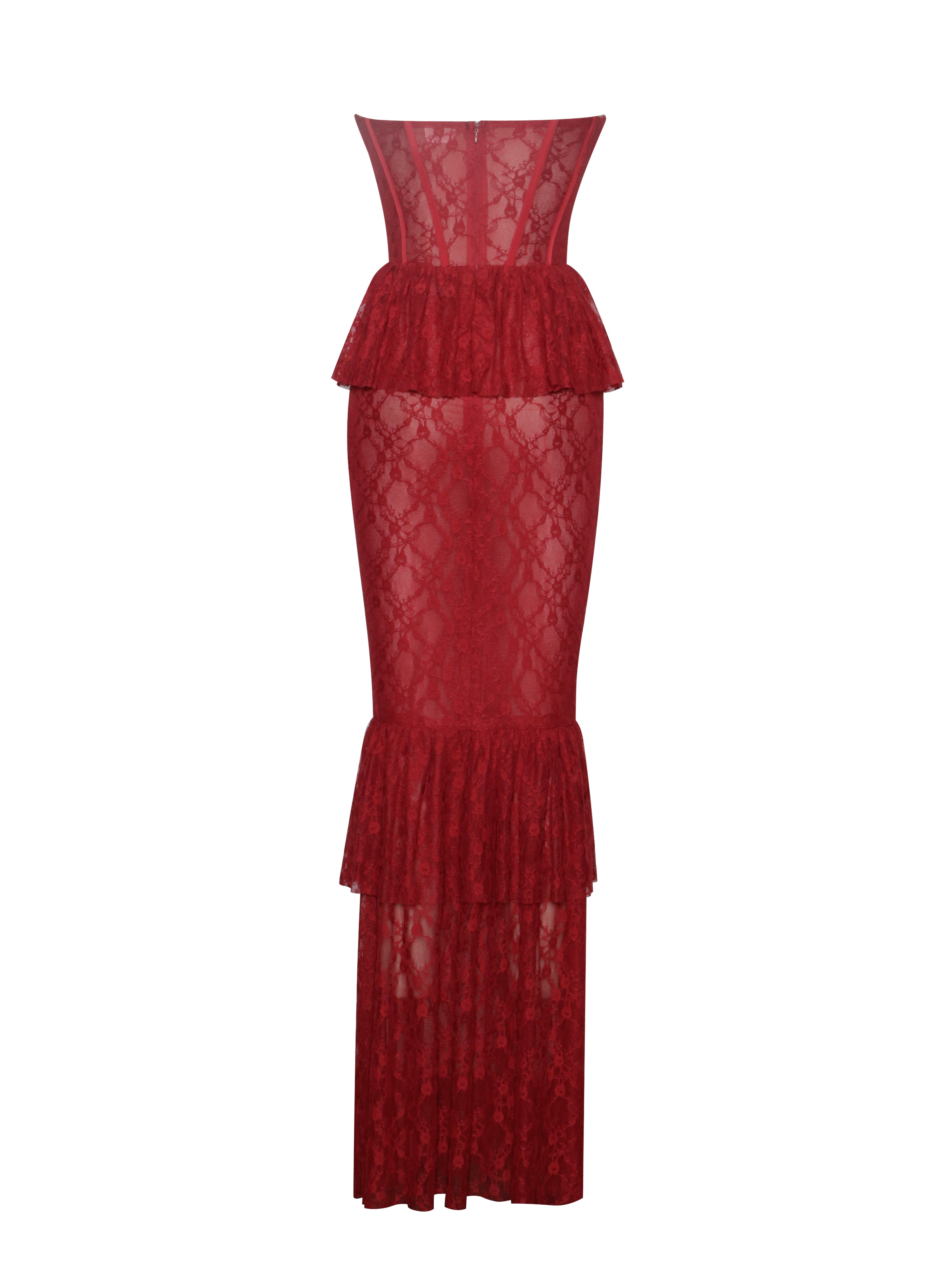 détail corset robe bordeaux