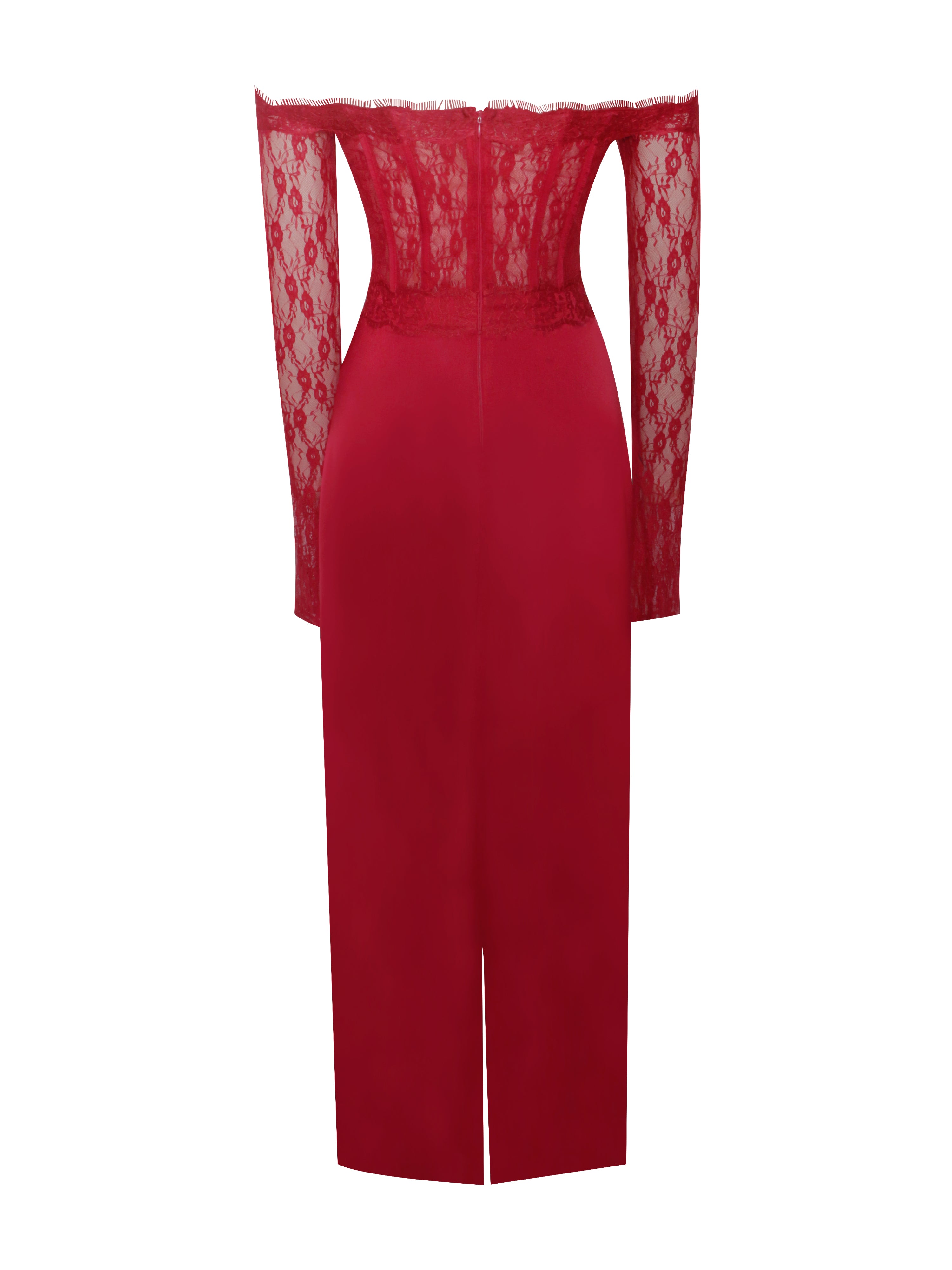 Corset-dress satin rouge luxe