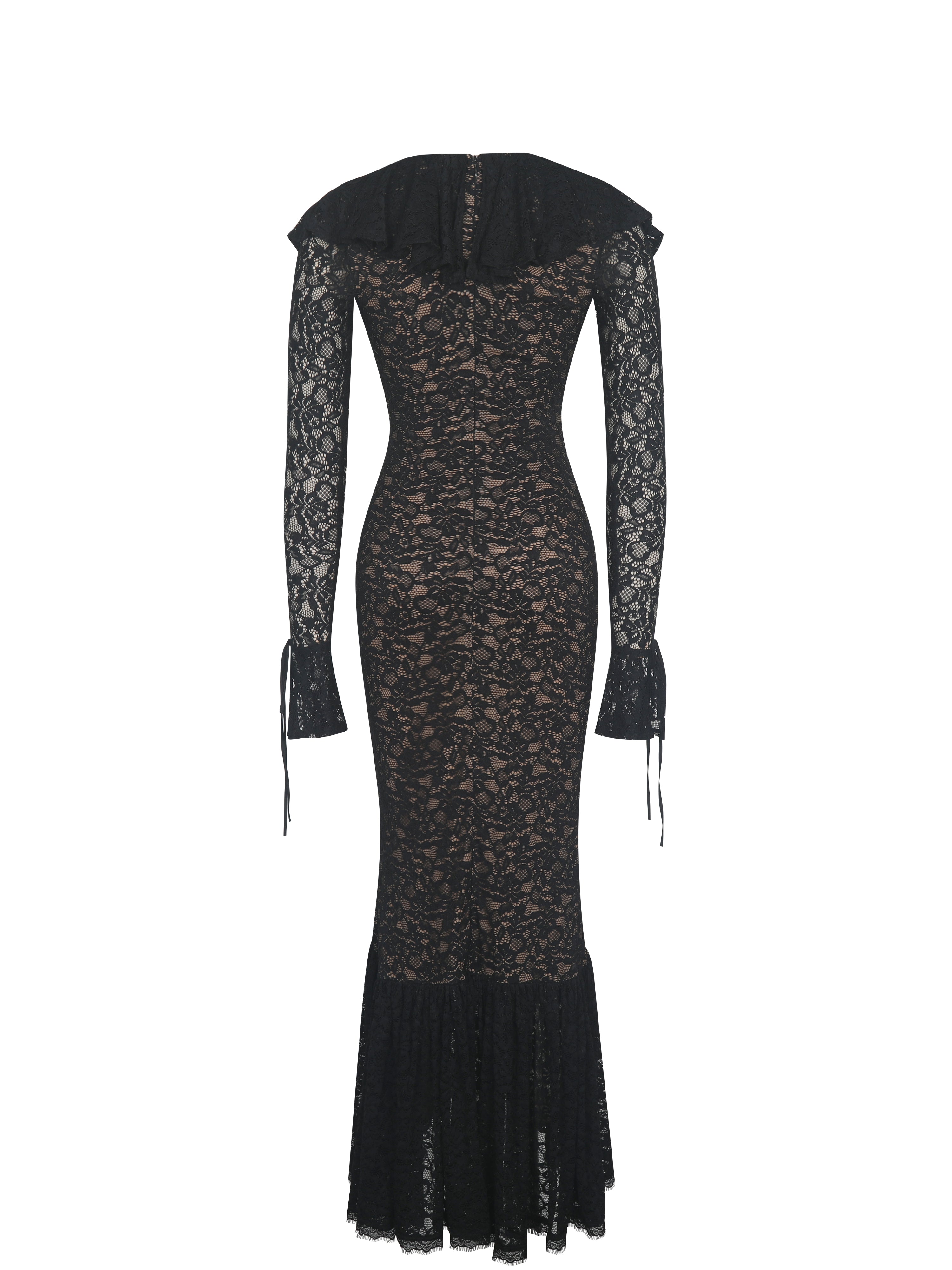 Robe soirée col V dentelle