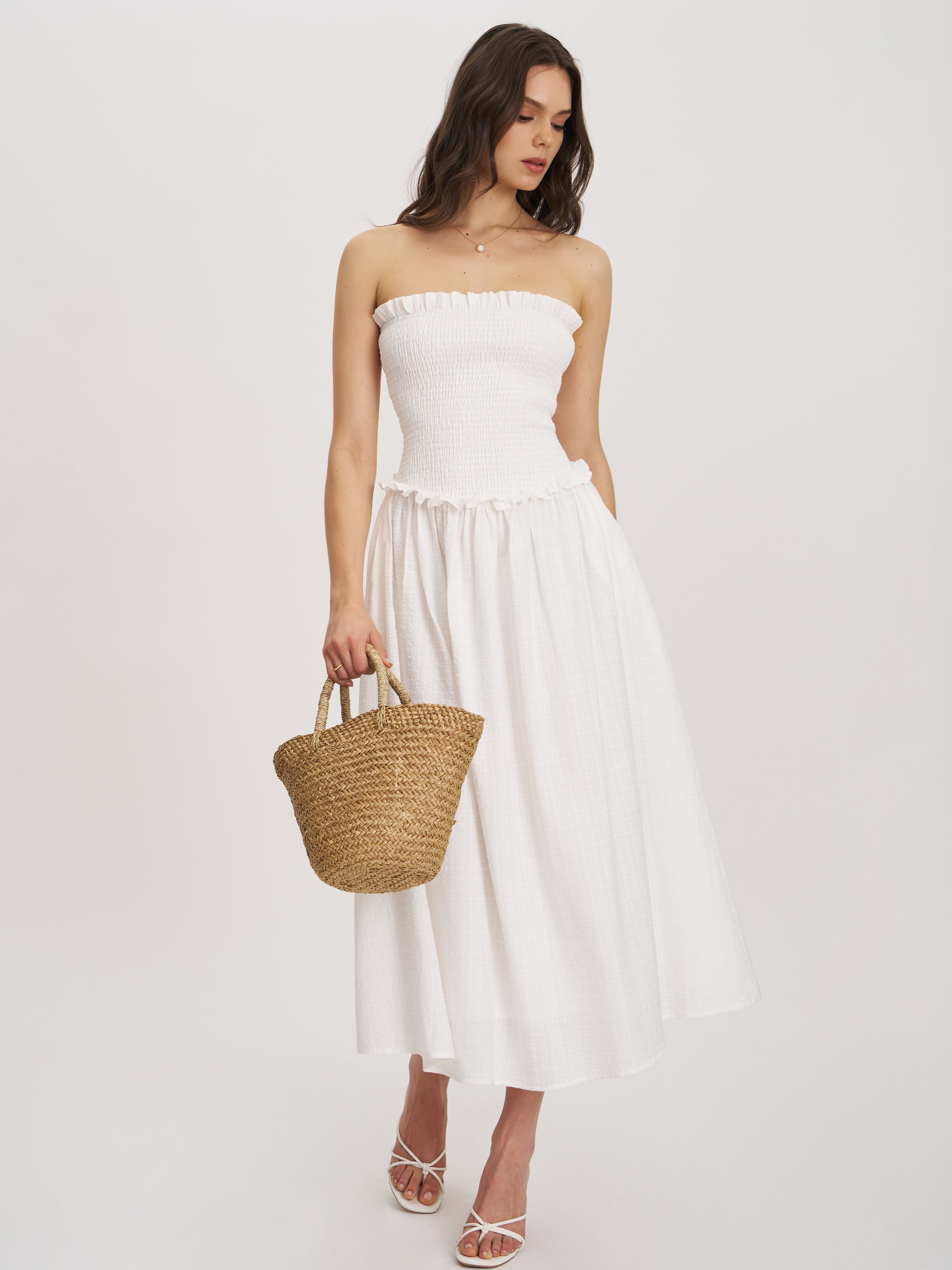 robe midi blanc en coton