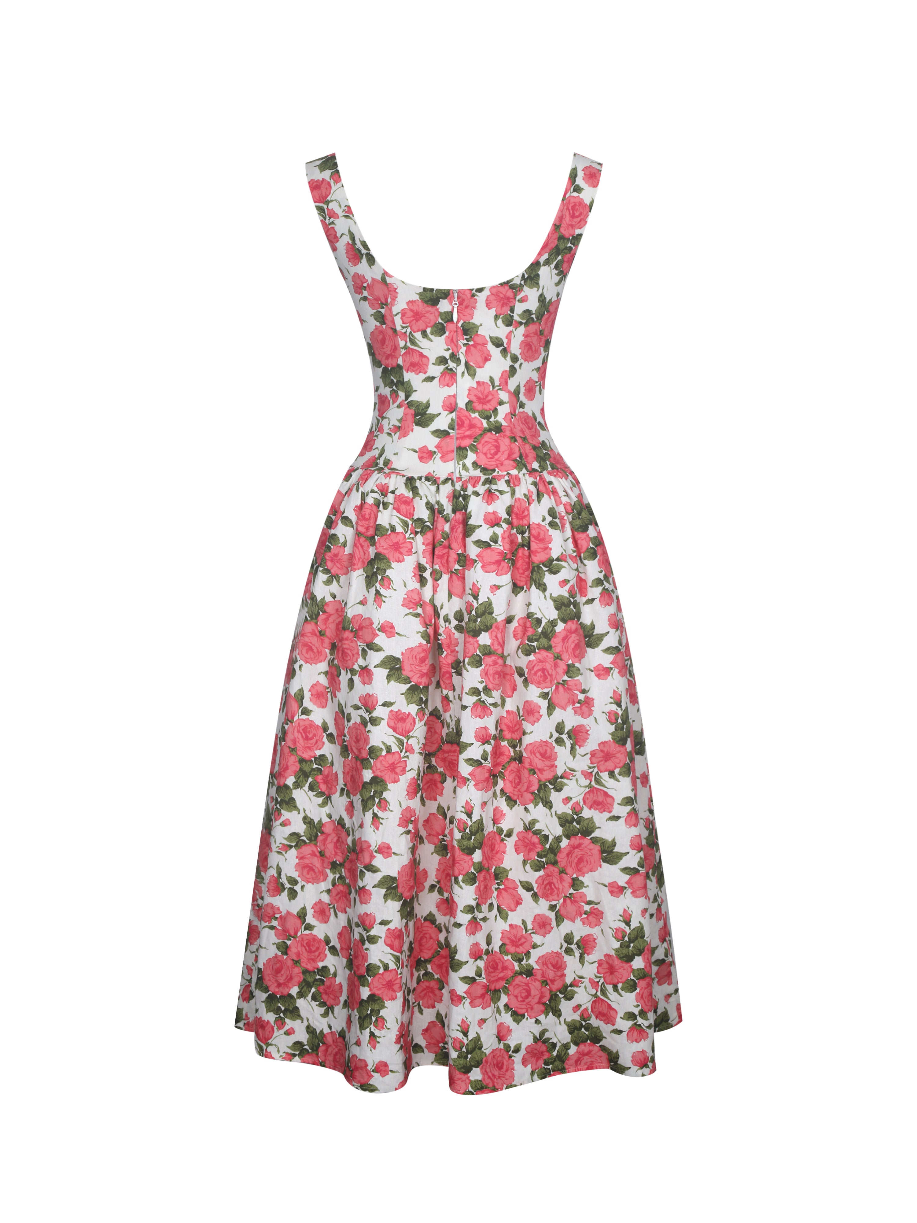 tissu en lin rose floral