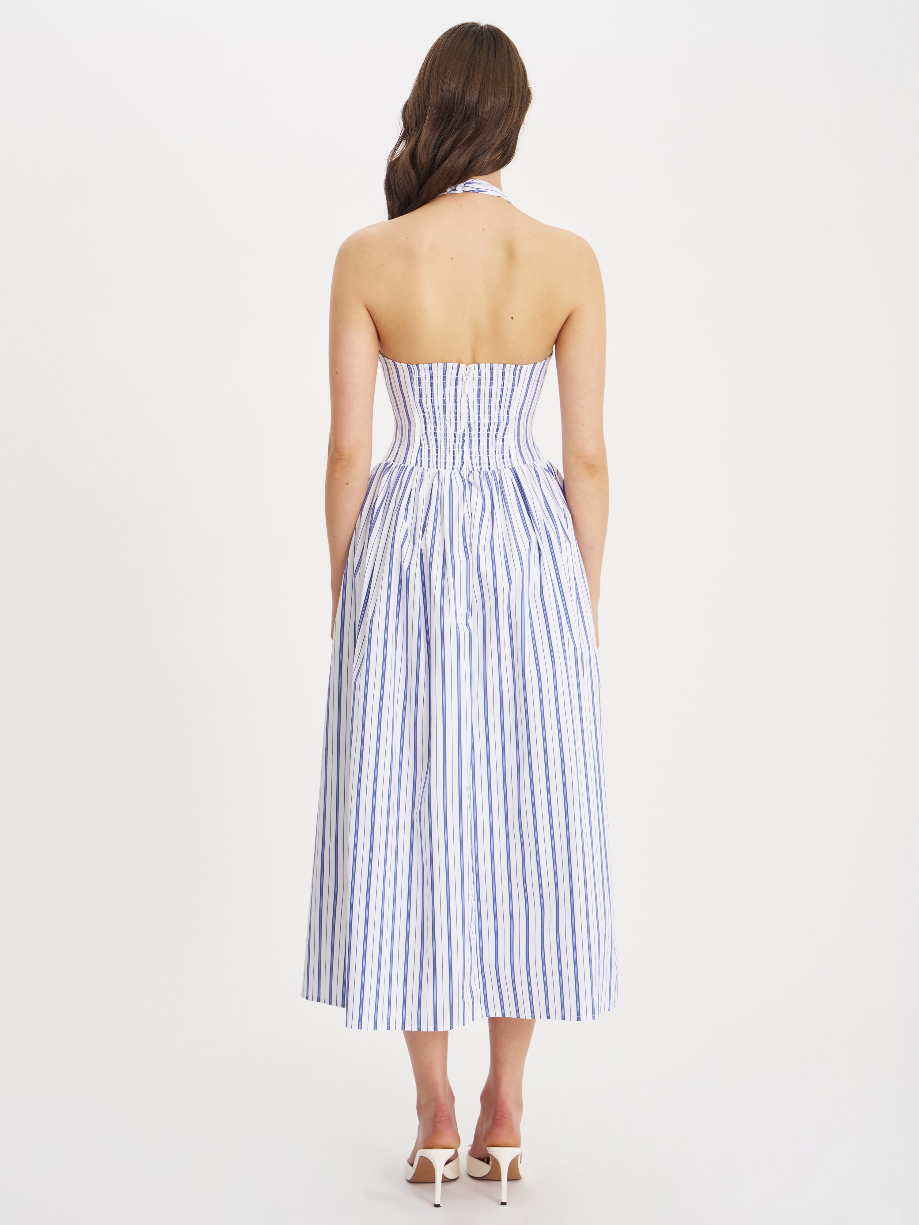 robe chic à rayures navy