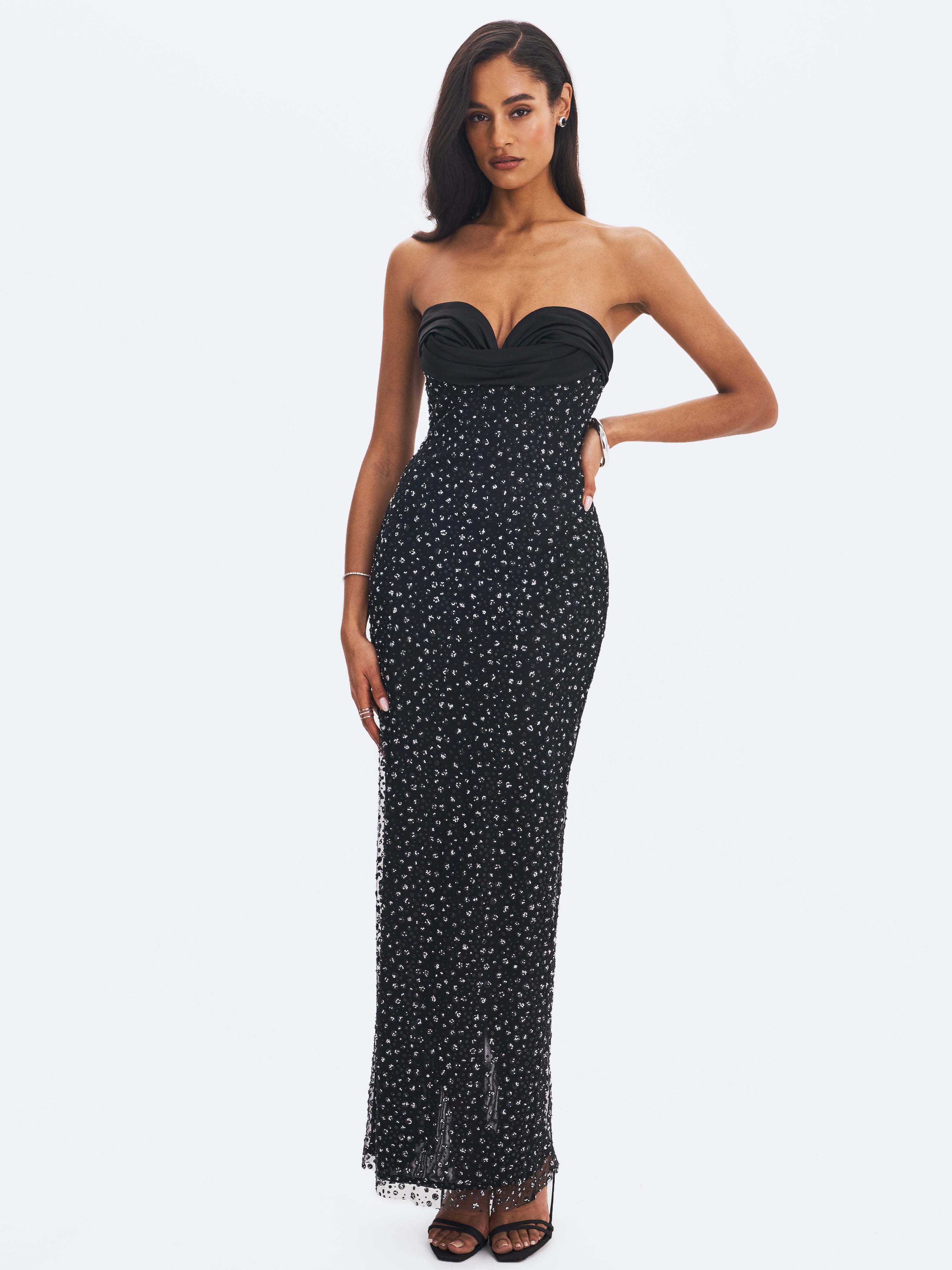 robe corset-dress en satin noir