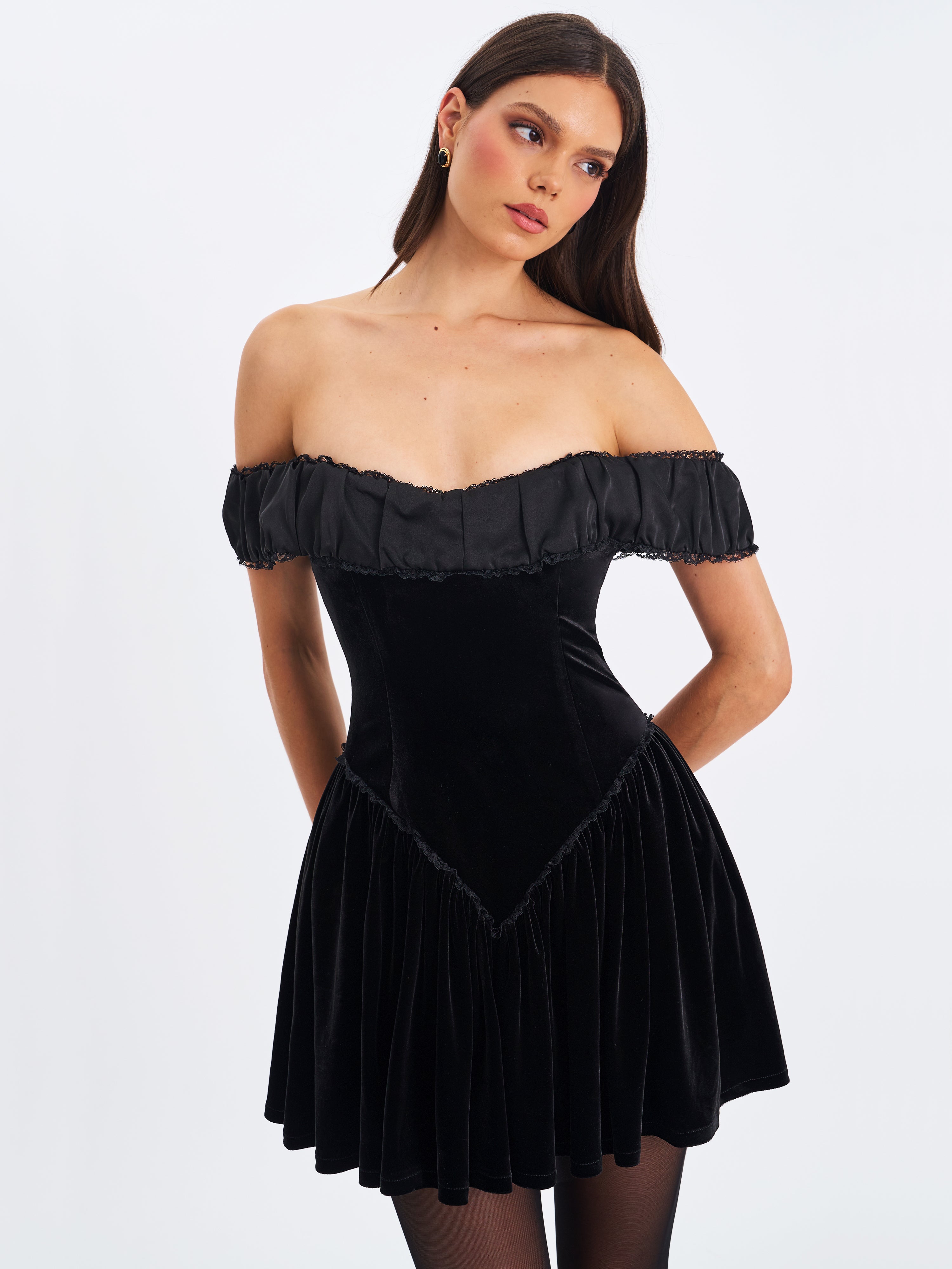 robe mini Daisha en velours et satin