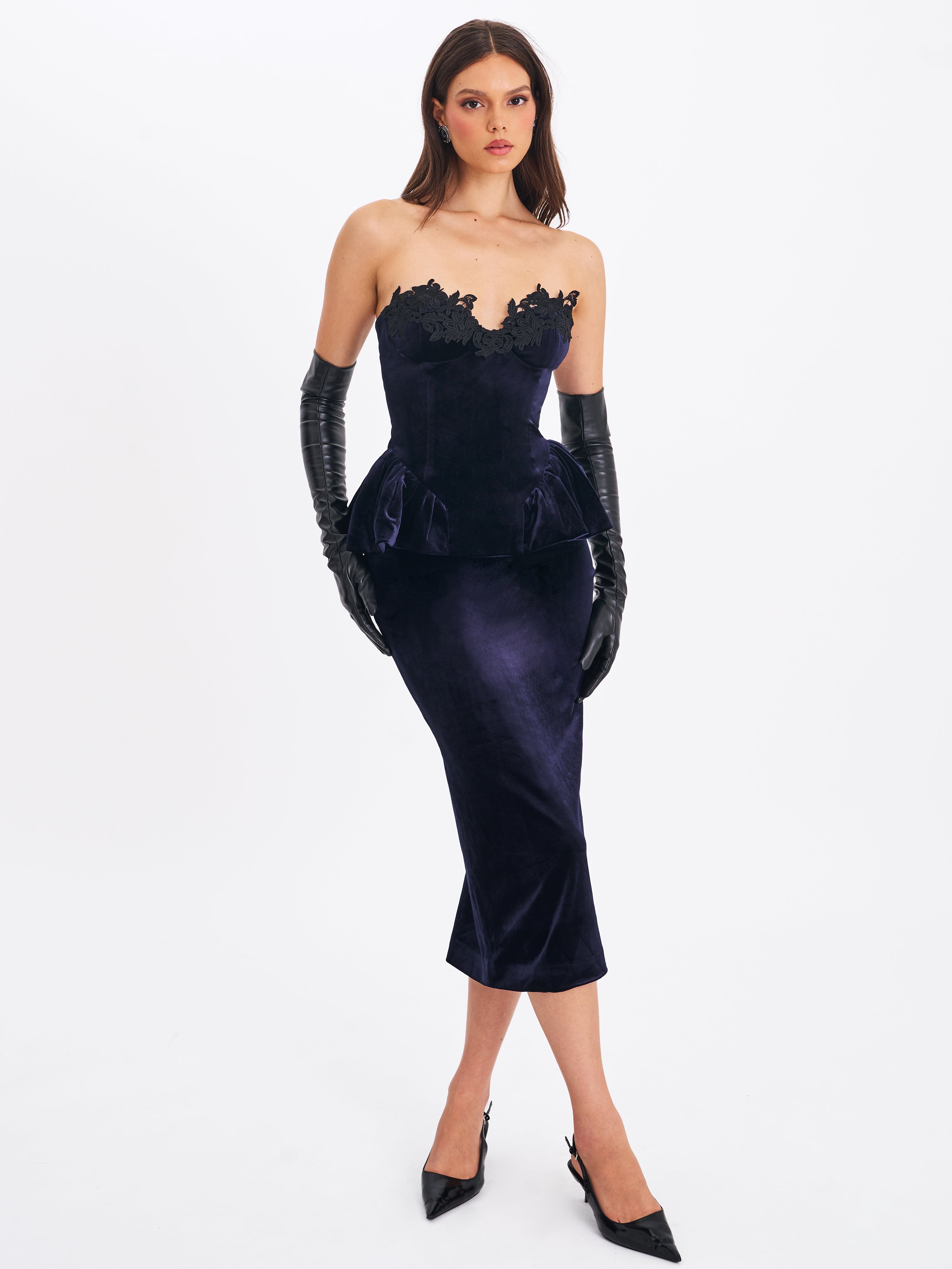 Robe de soirée noire en velours