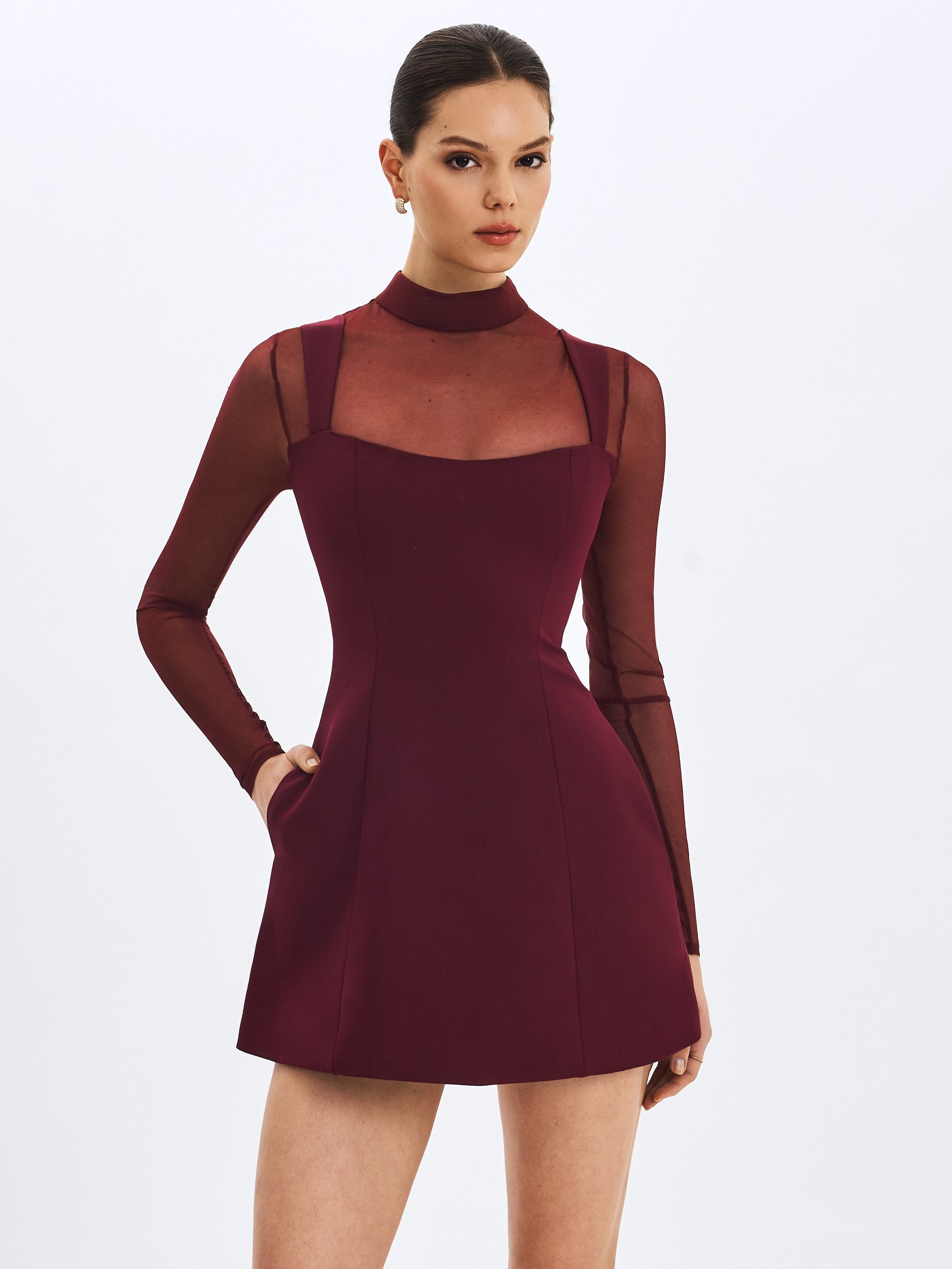 robe mini burgundy faux deux-pièces
