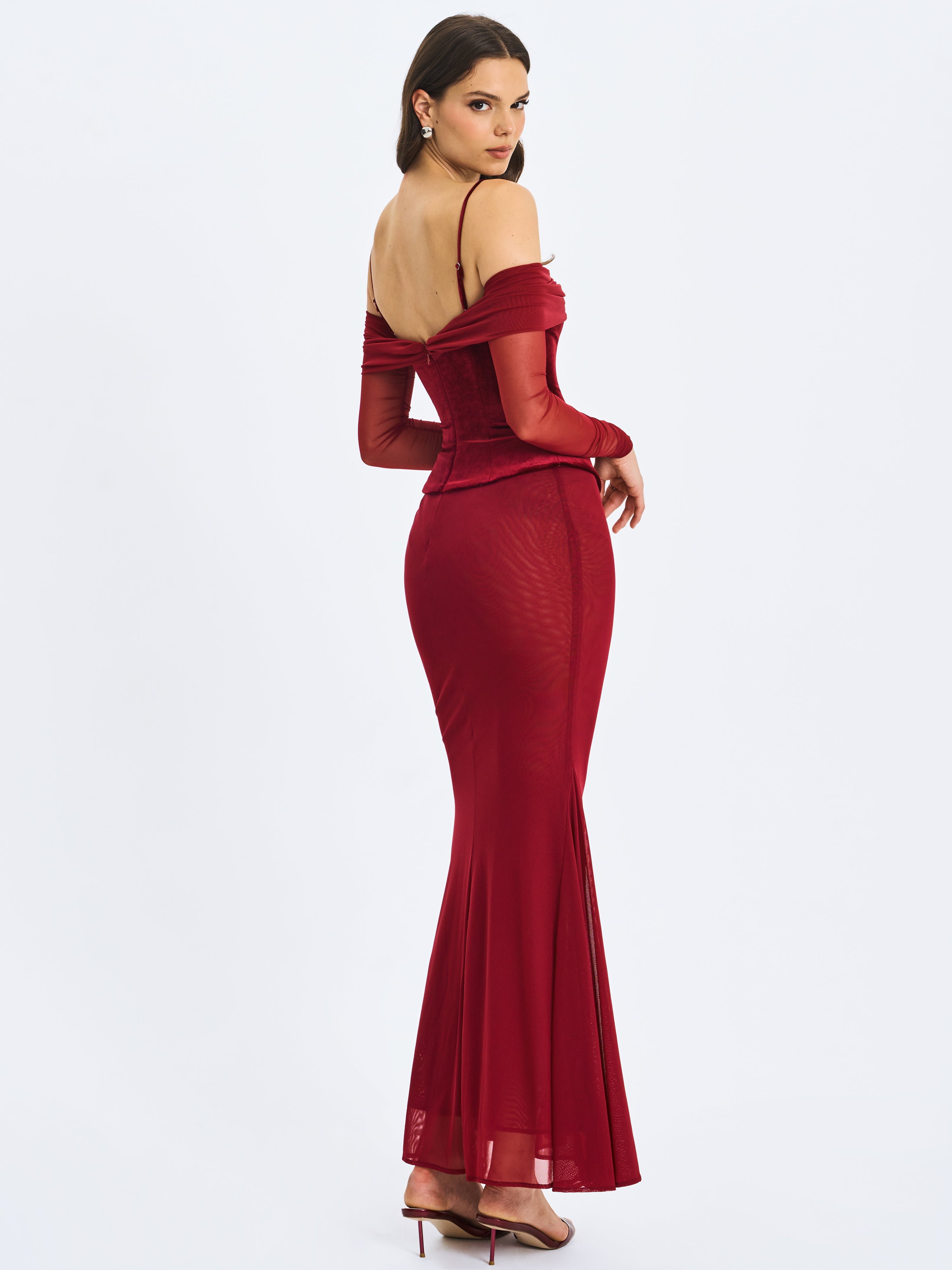 corset-dress en style Bardot magenta