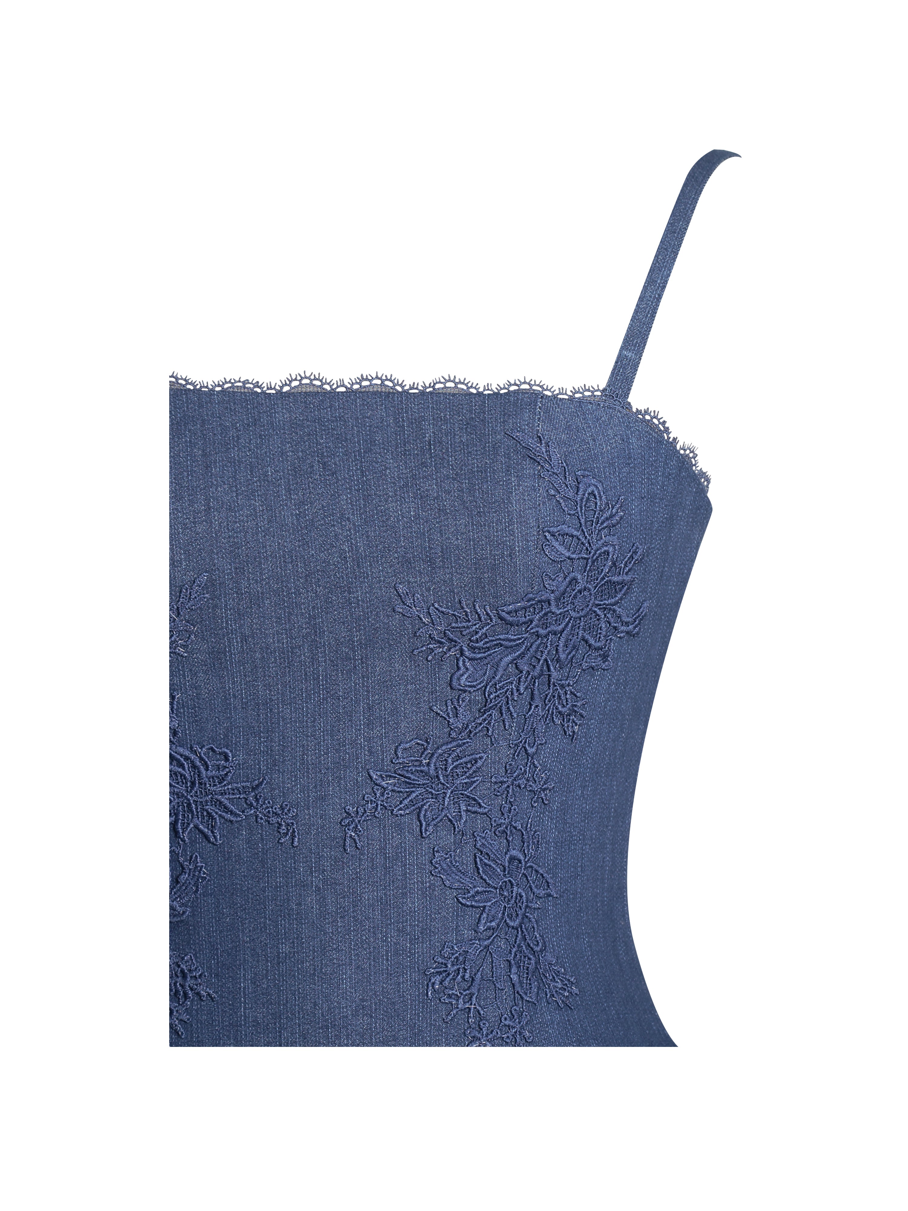 design V waist denim dress