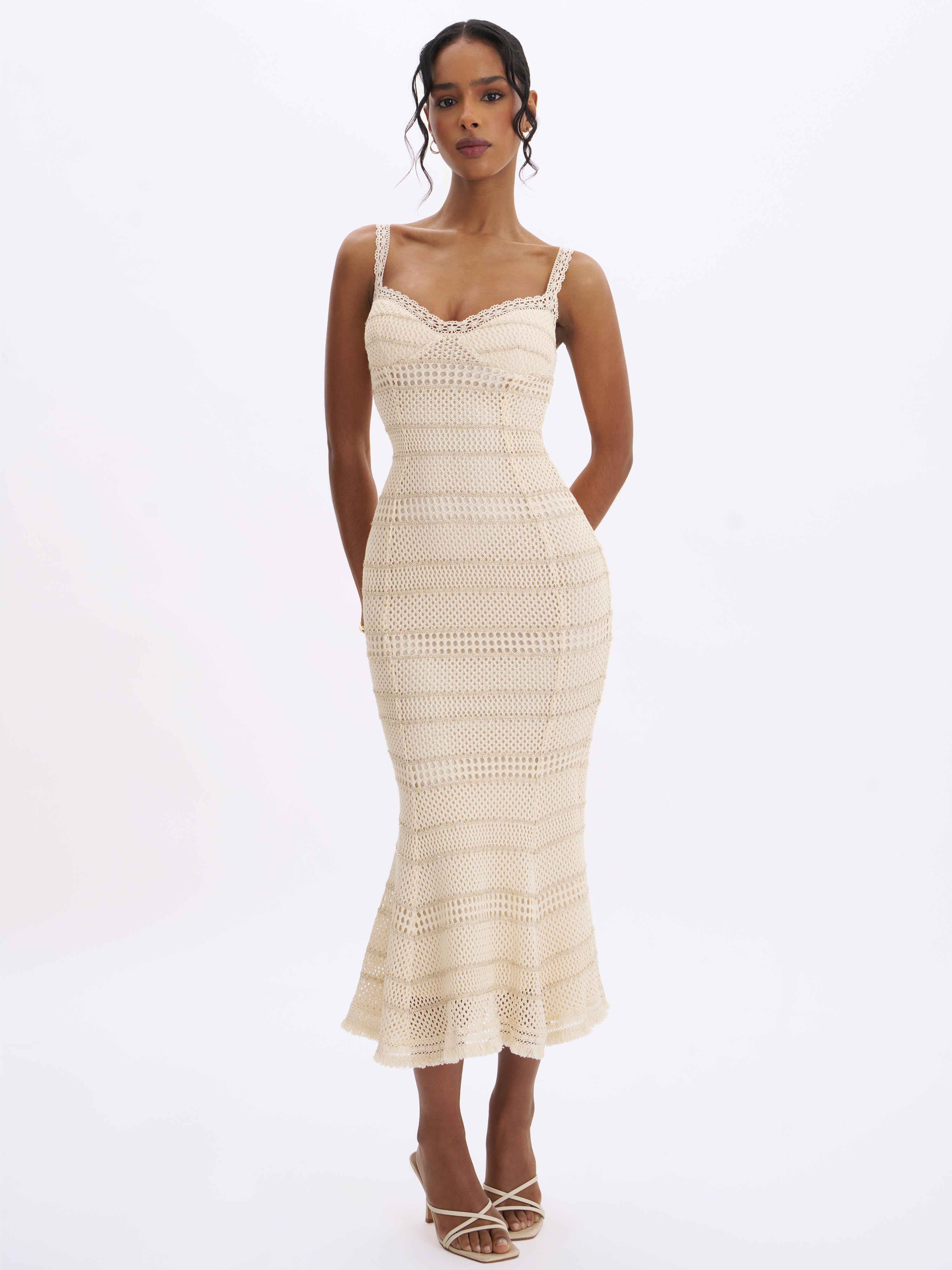 robe sirène avec bretelles en dentelle