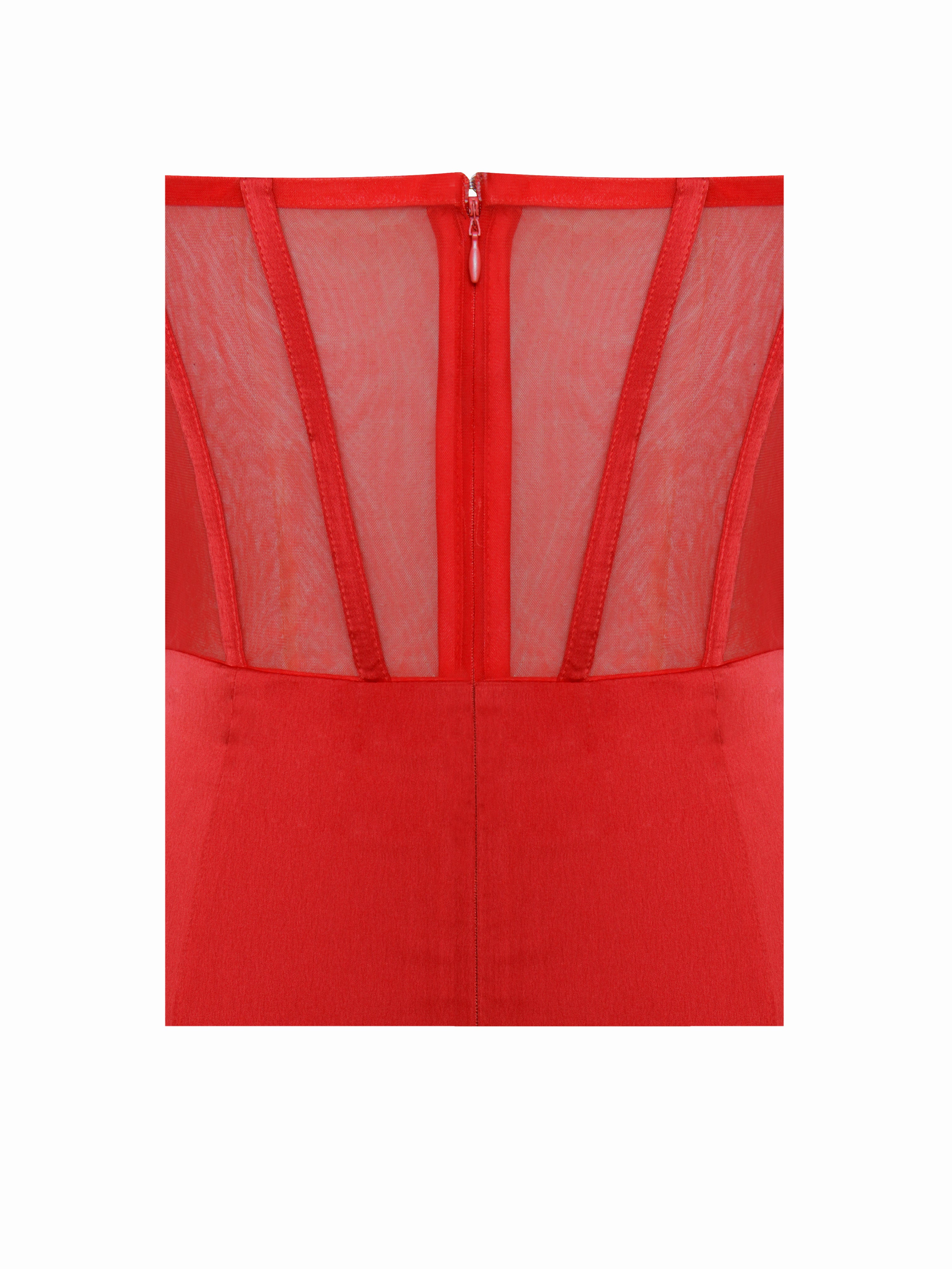 maxi dress dentelle rouge