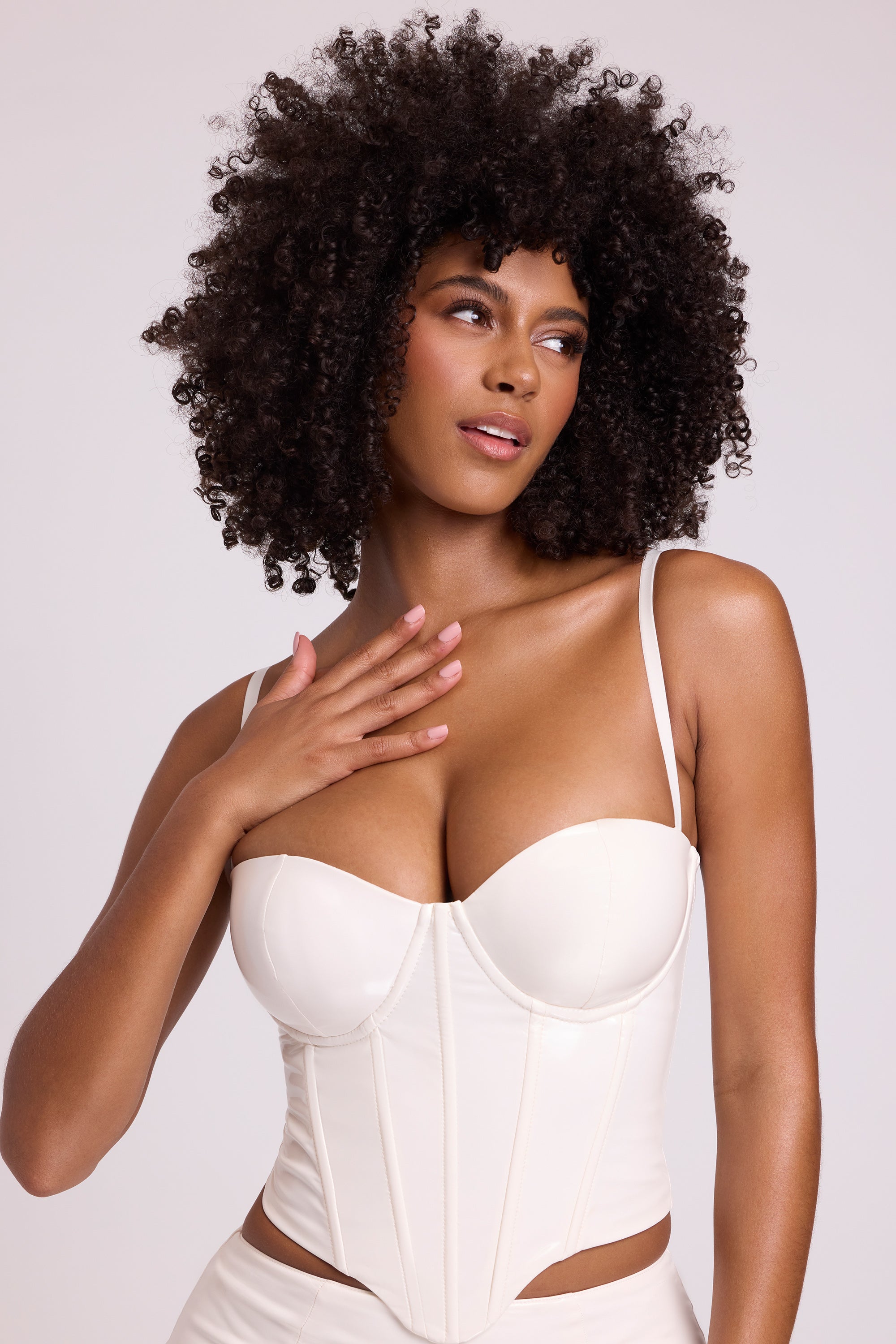vinyl crop top blanc