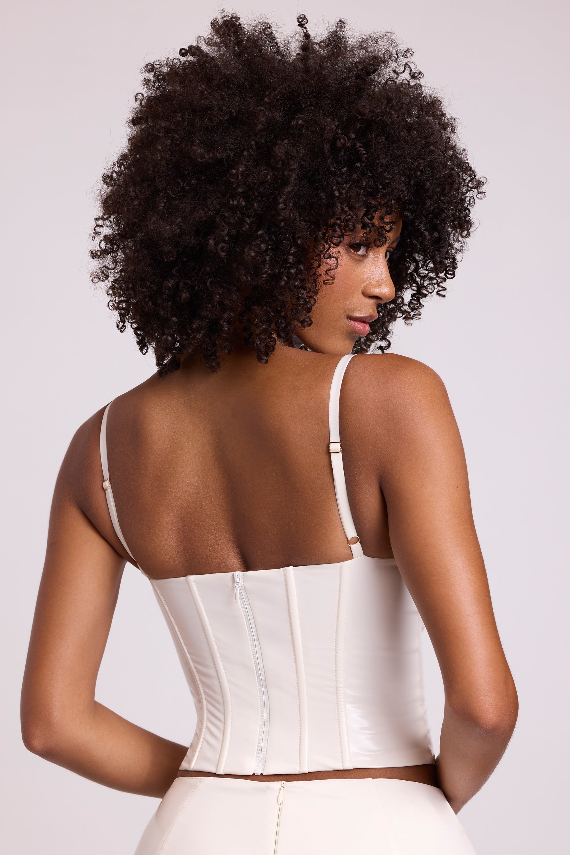 crop top corset blanc vinyle