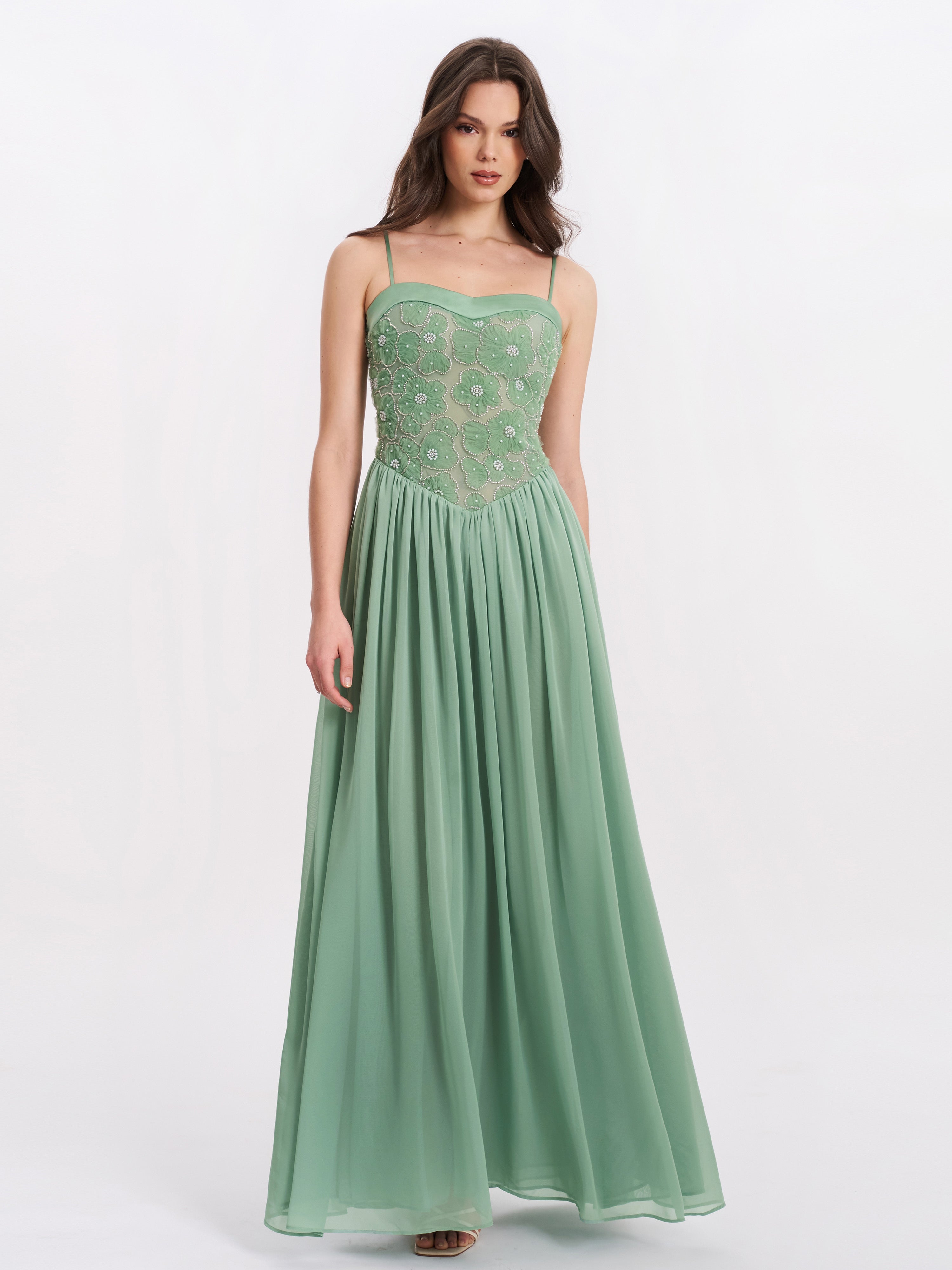 robe longue chiffon brodé
