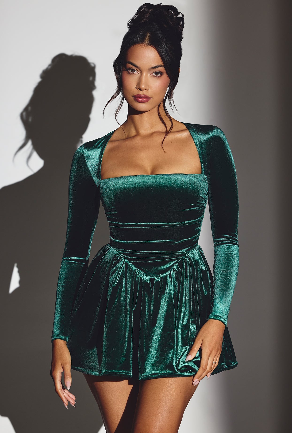velvet corset mini dress