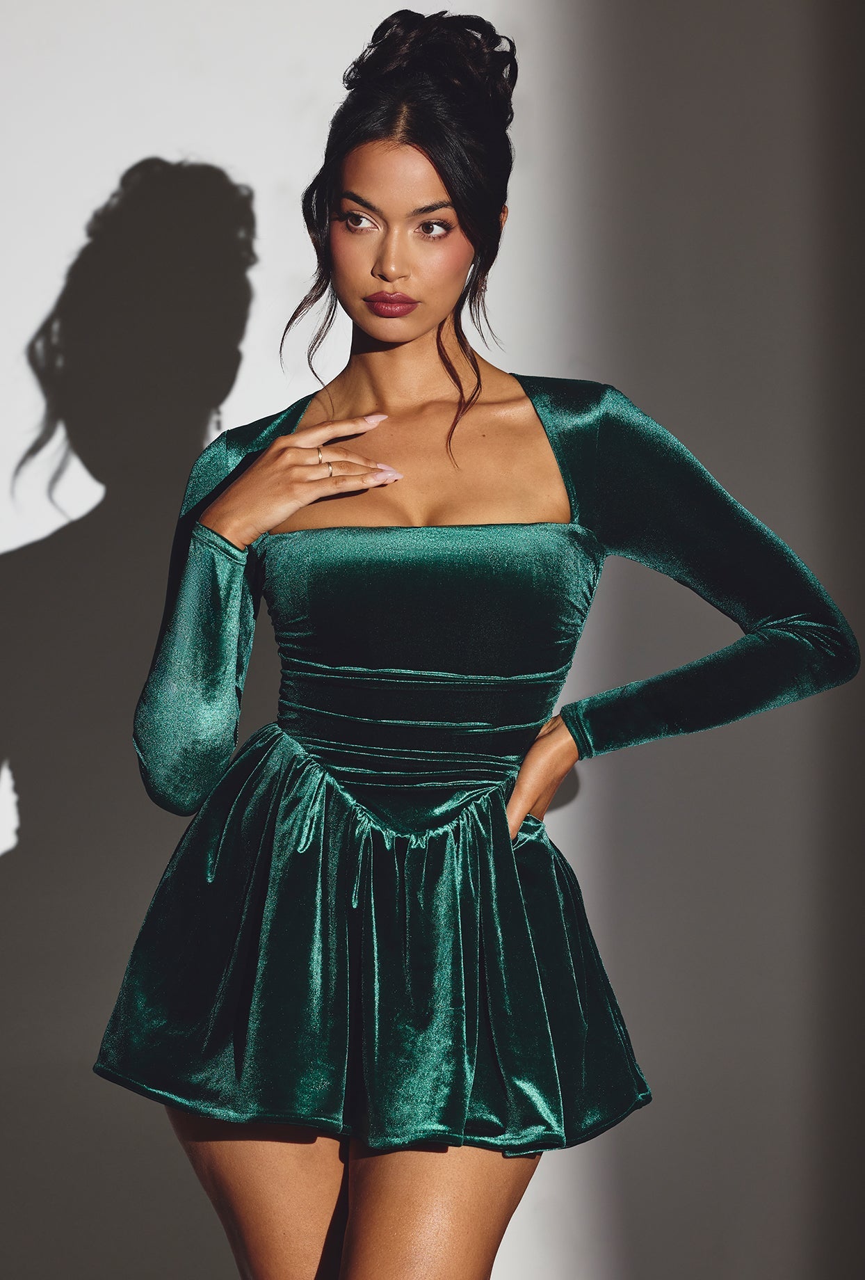 green velvet mini dress