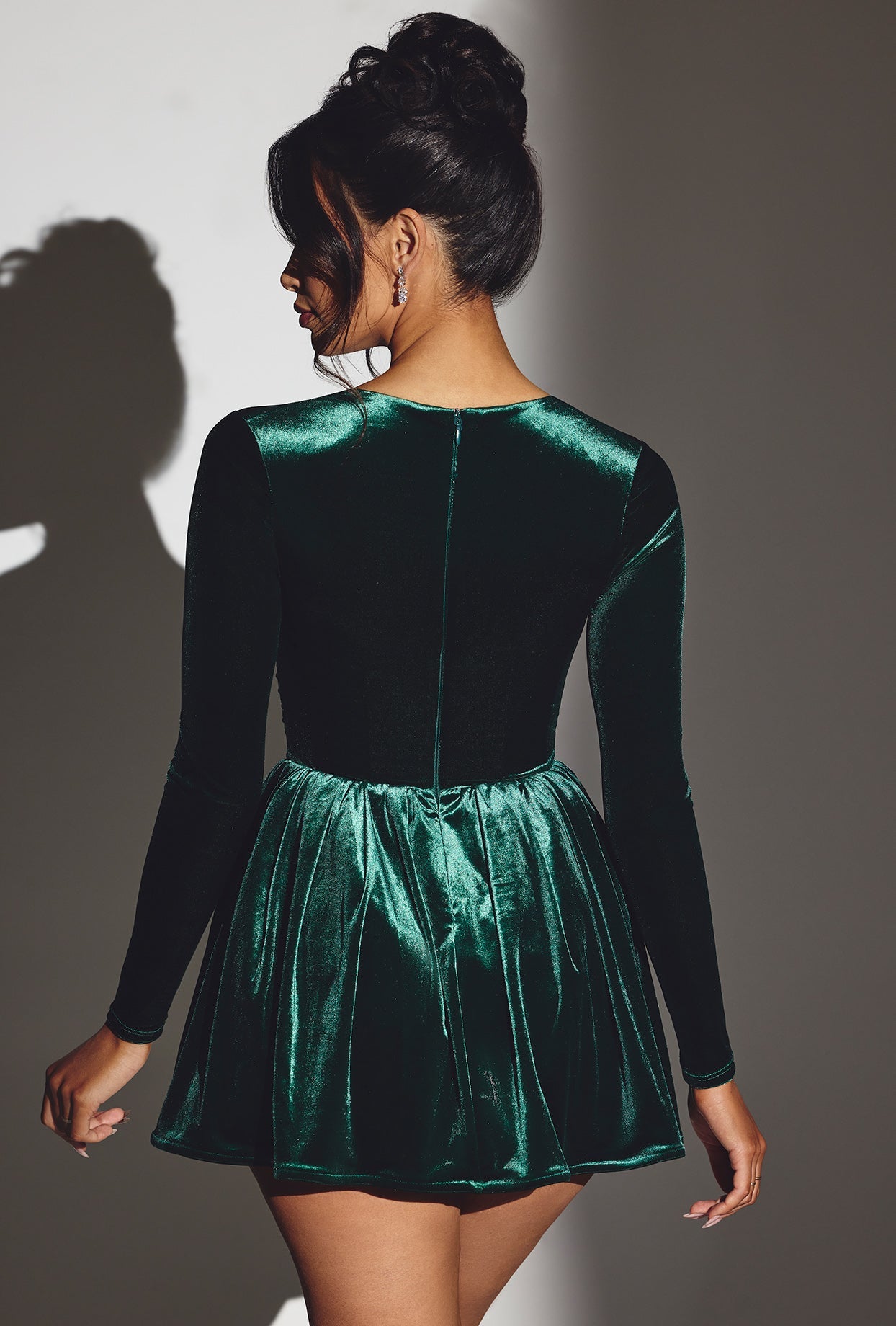 mini dress in emerald green