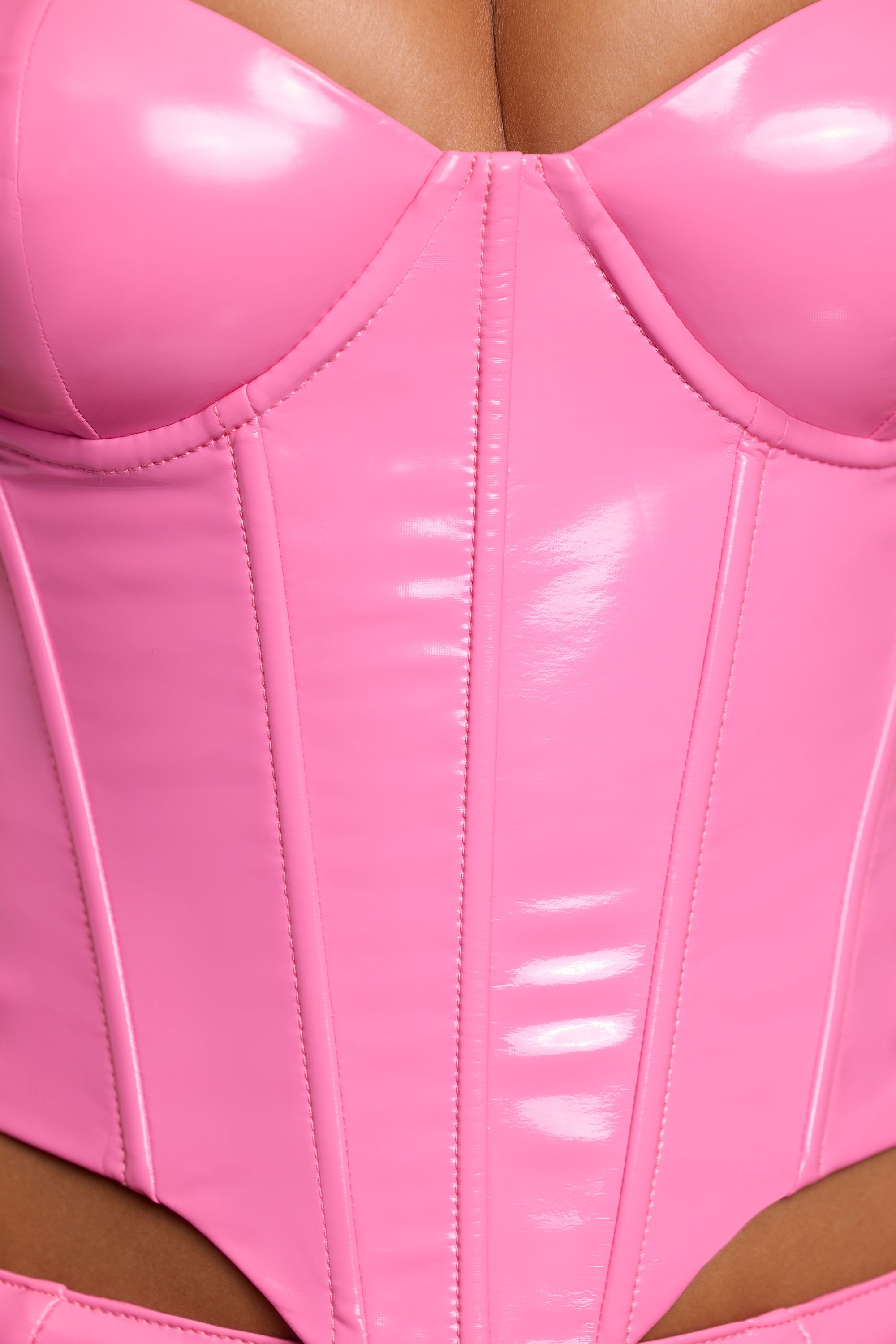 haut court corseté rose