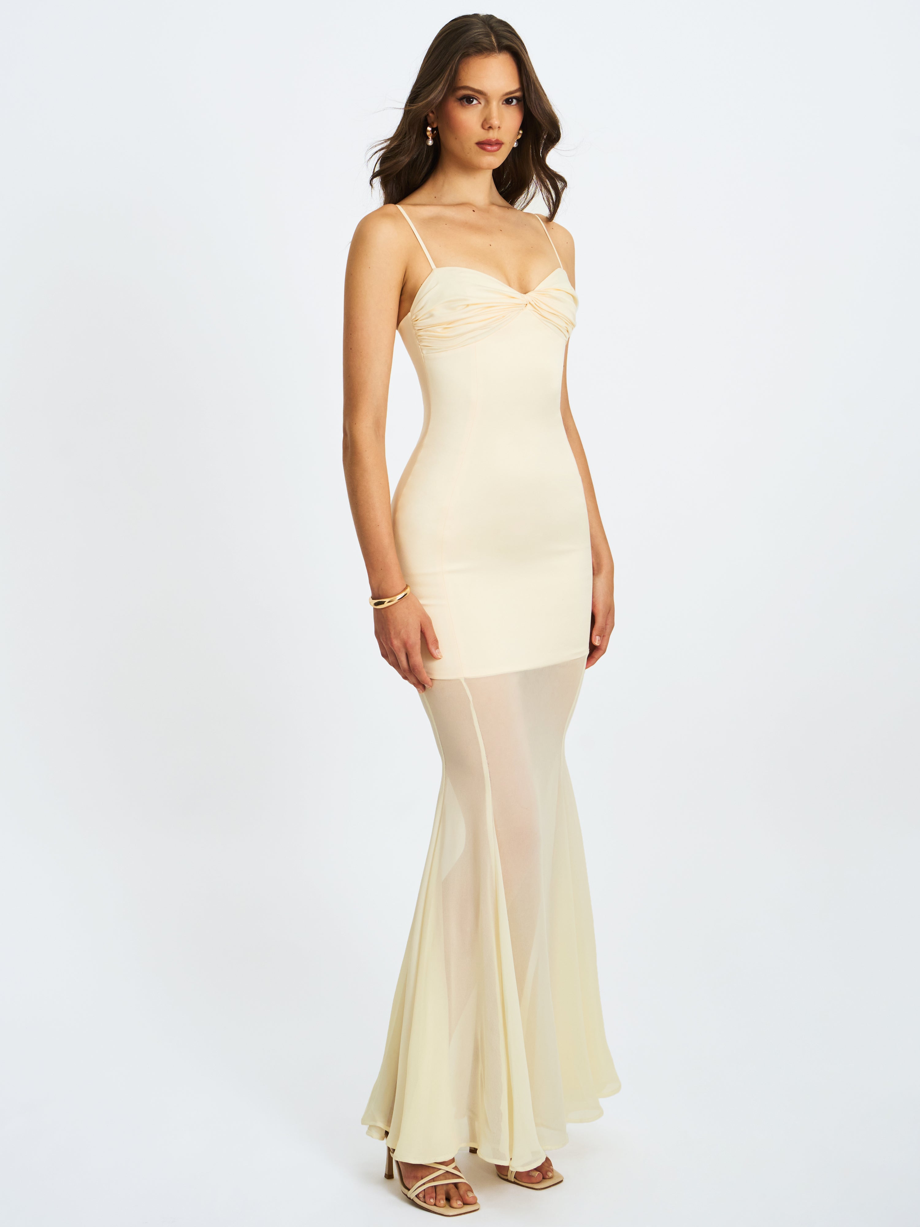 robe sirène maxi jaune beurre
