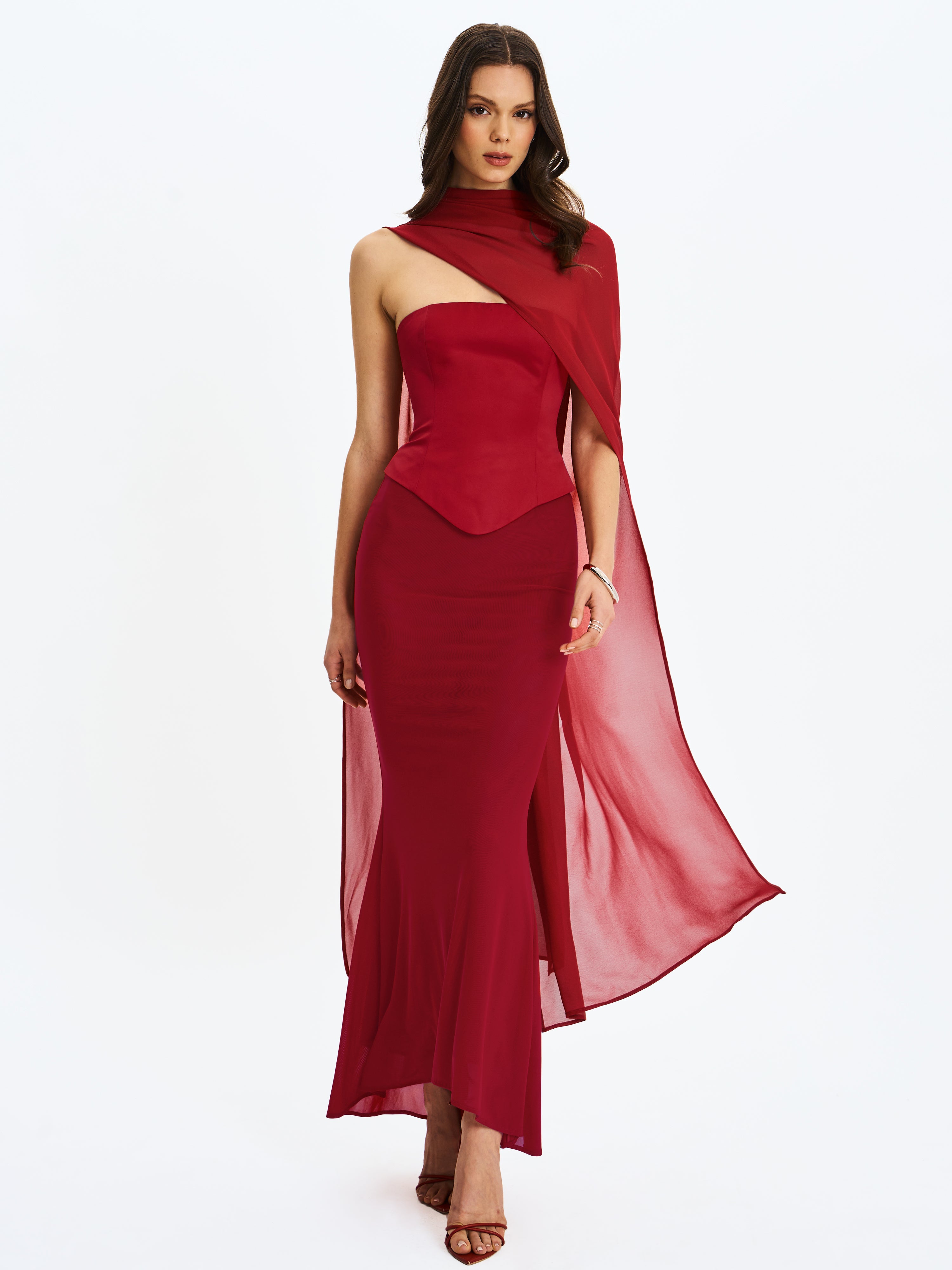 Giselle Crimson Peplum robe