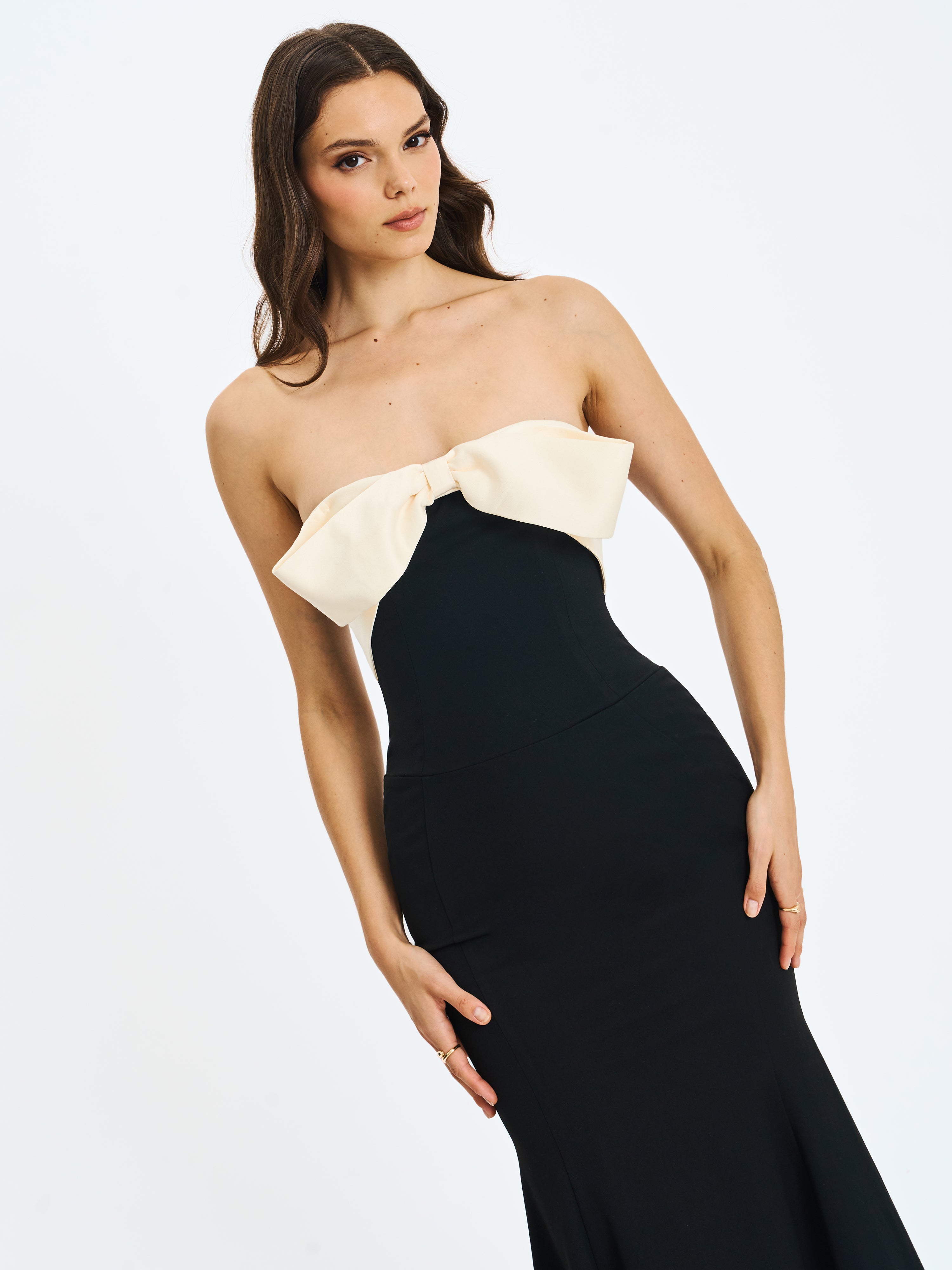 robe midi détaillée ivoire