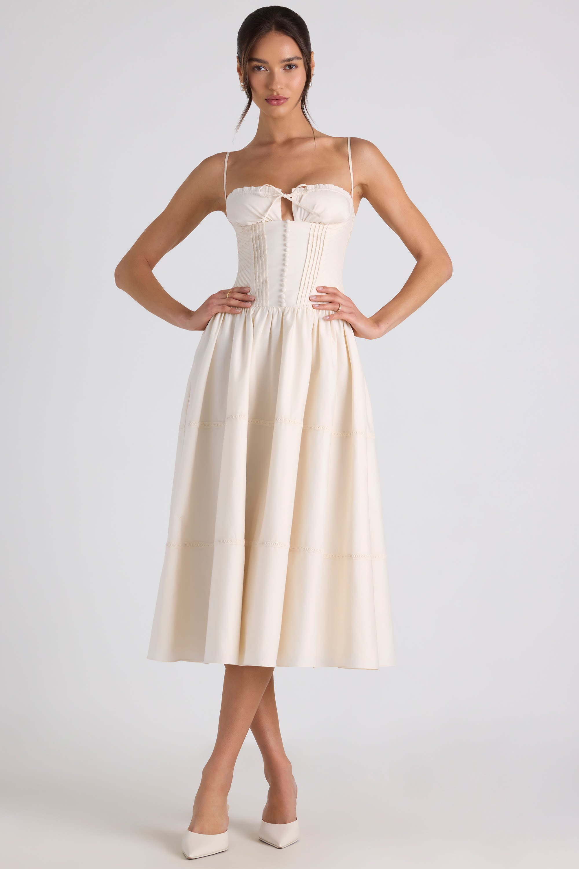 pintucked dress ivoire