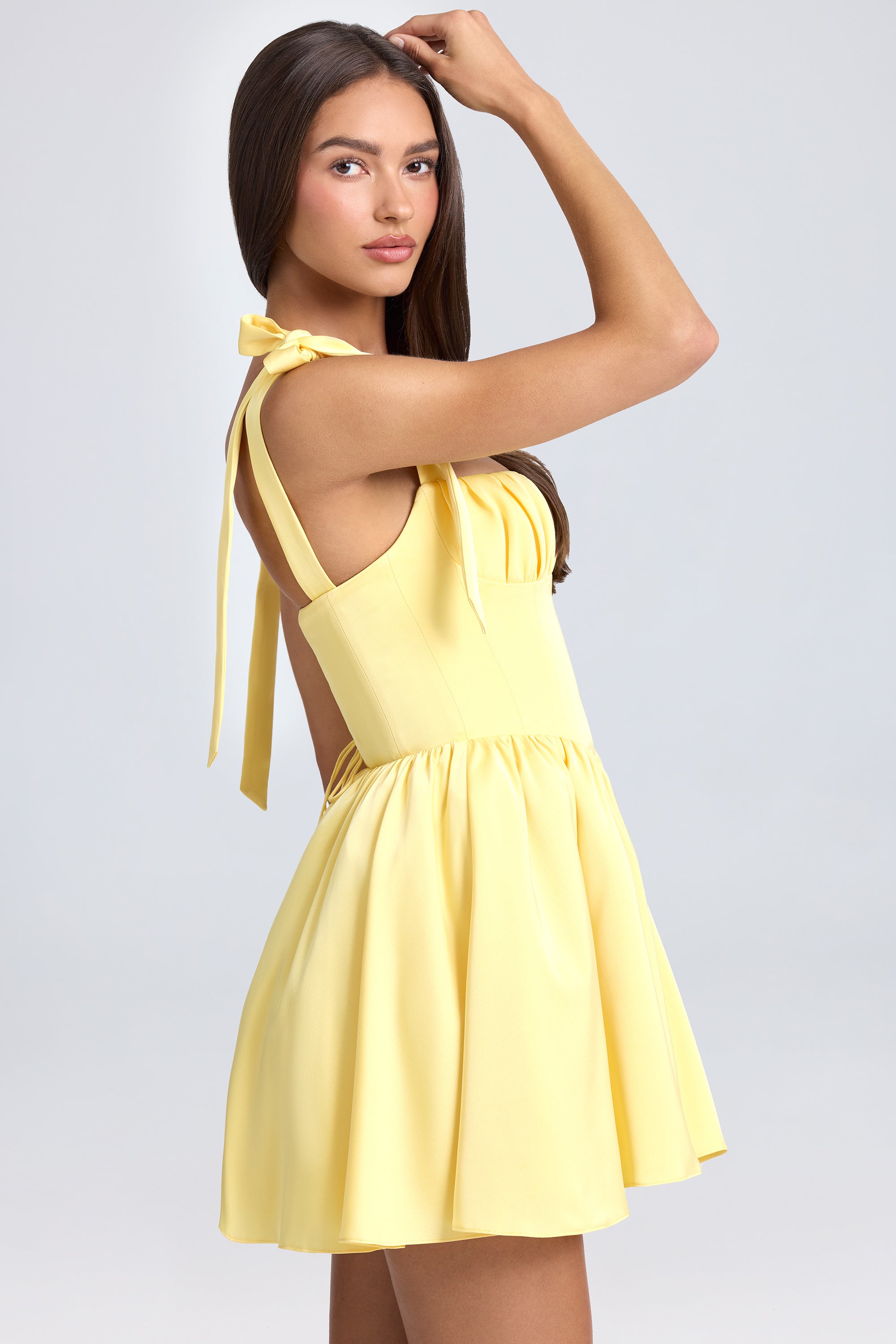 Robe drapée jaune citron