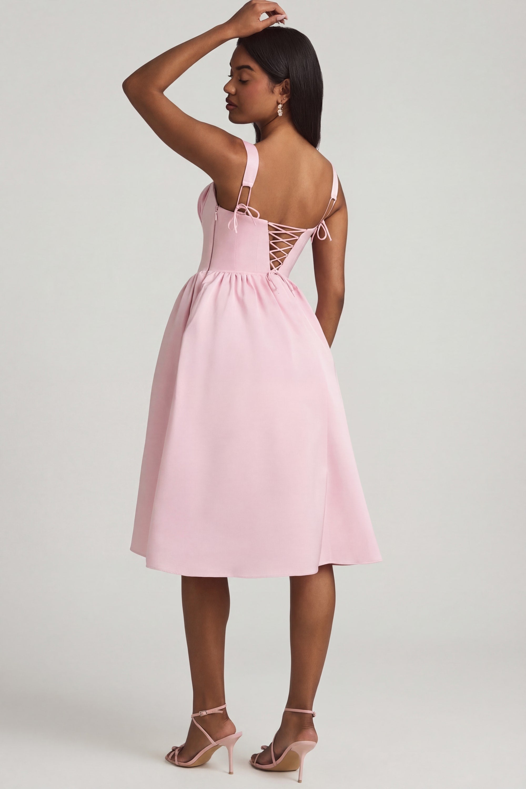 robe mi-longue satin blush