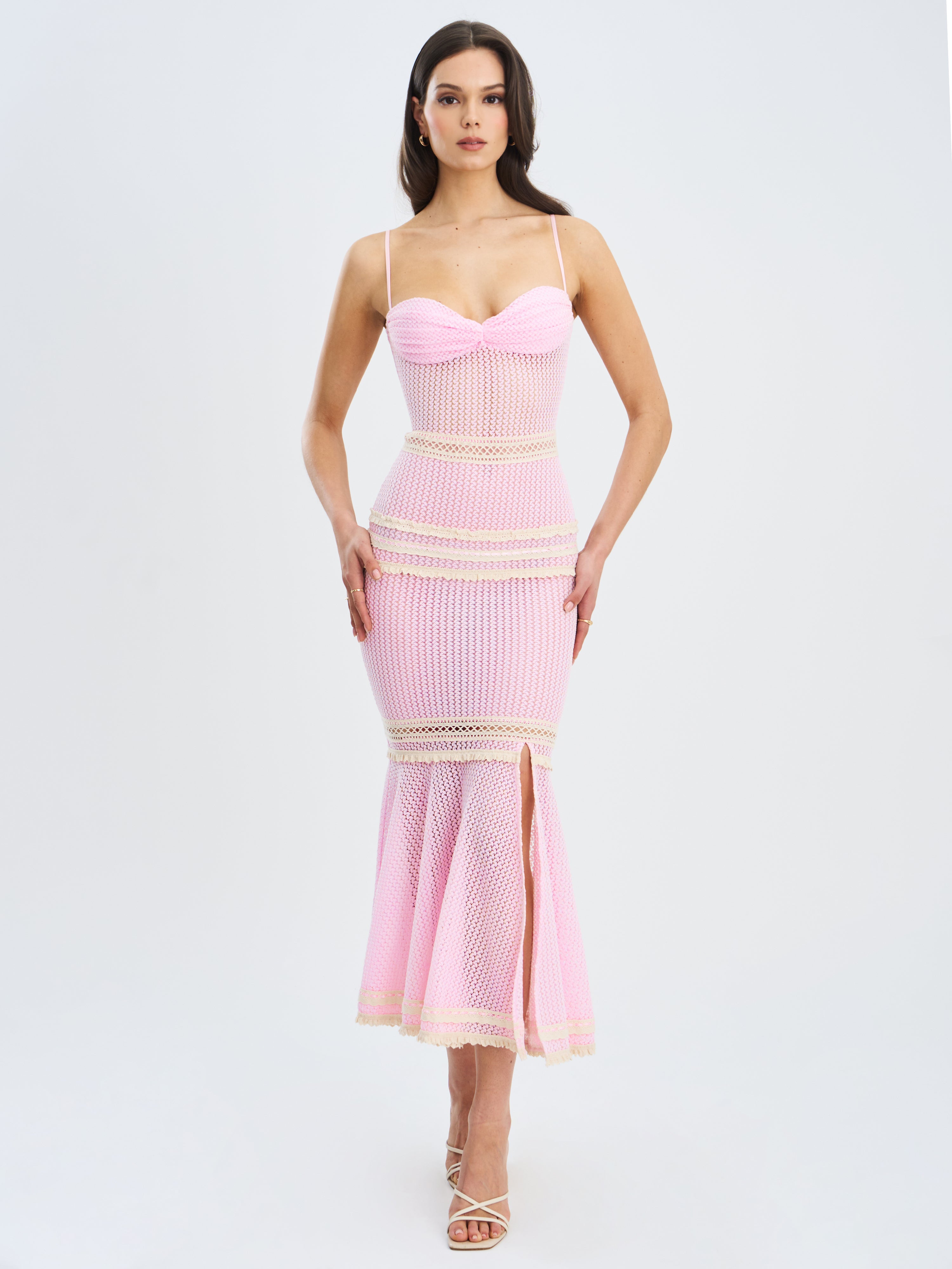 robe Pallas rose dentelle