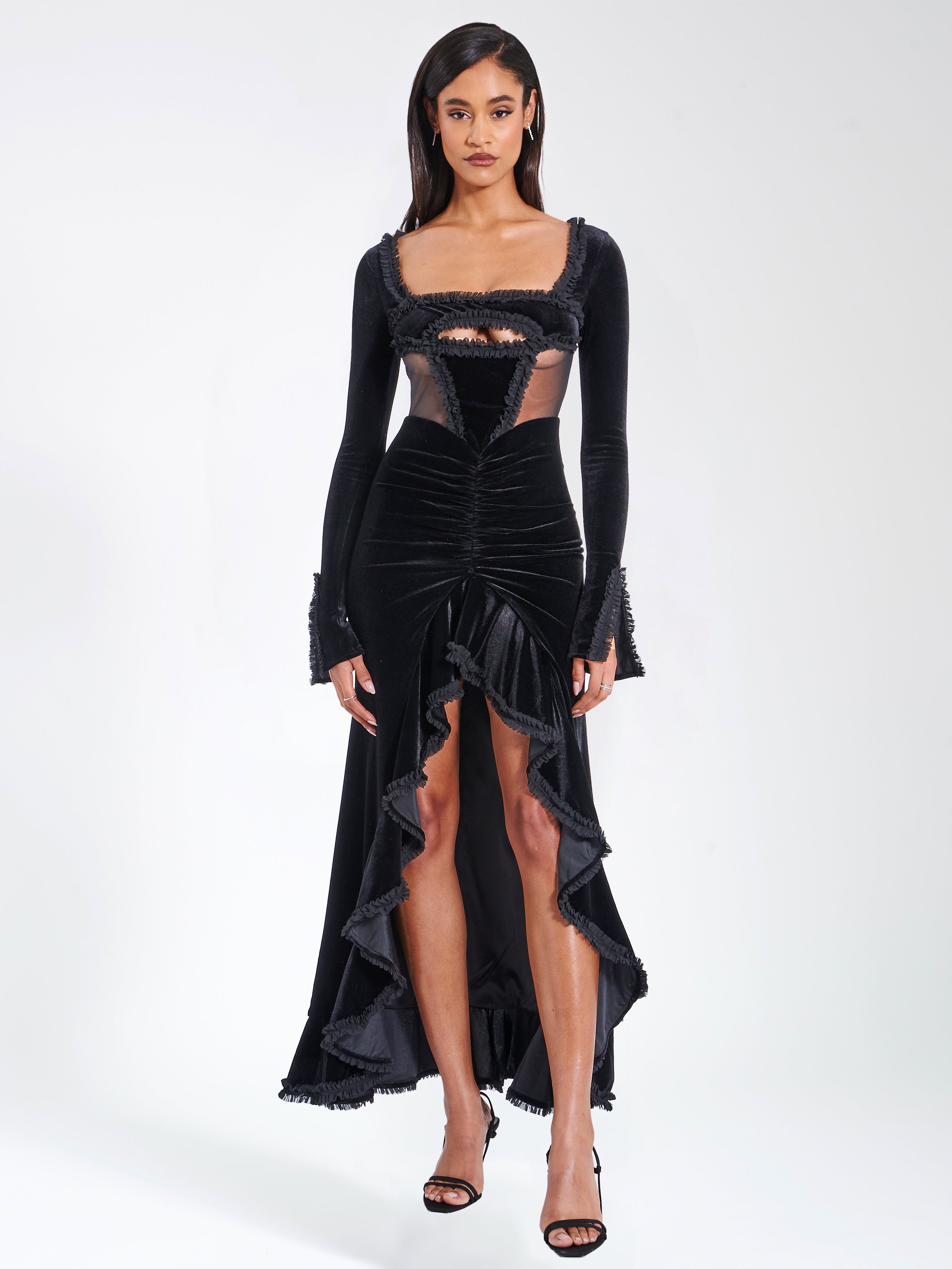 robe soirée velours et mesh