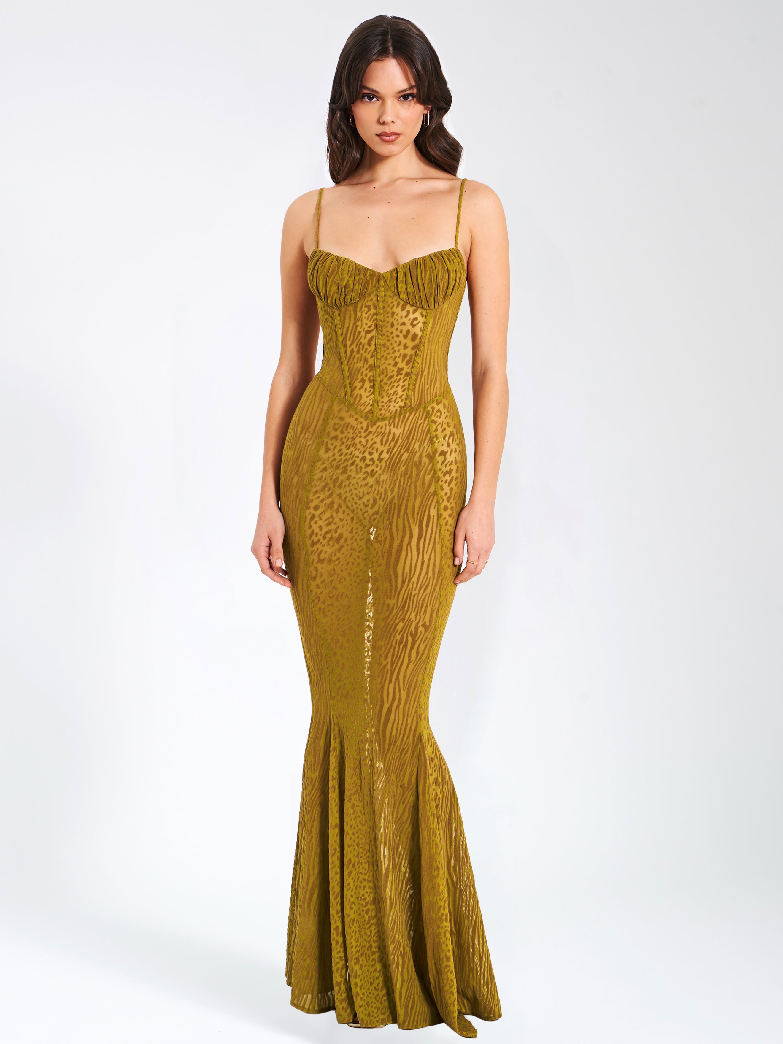 robe maxi en velours doré