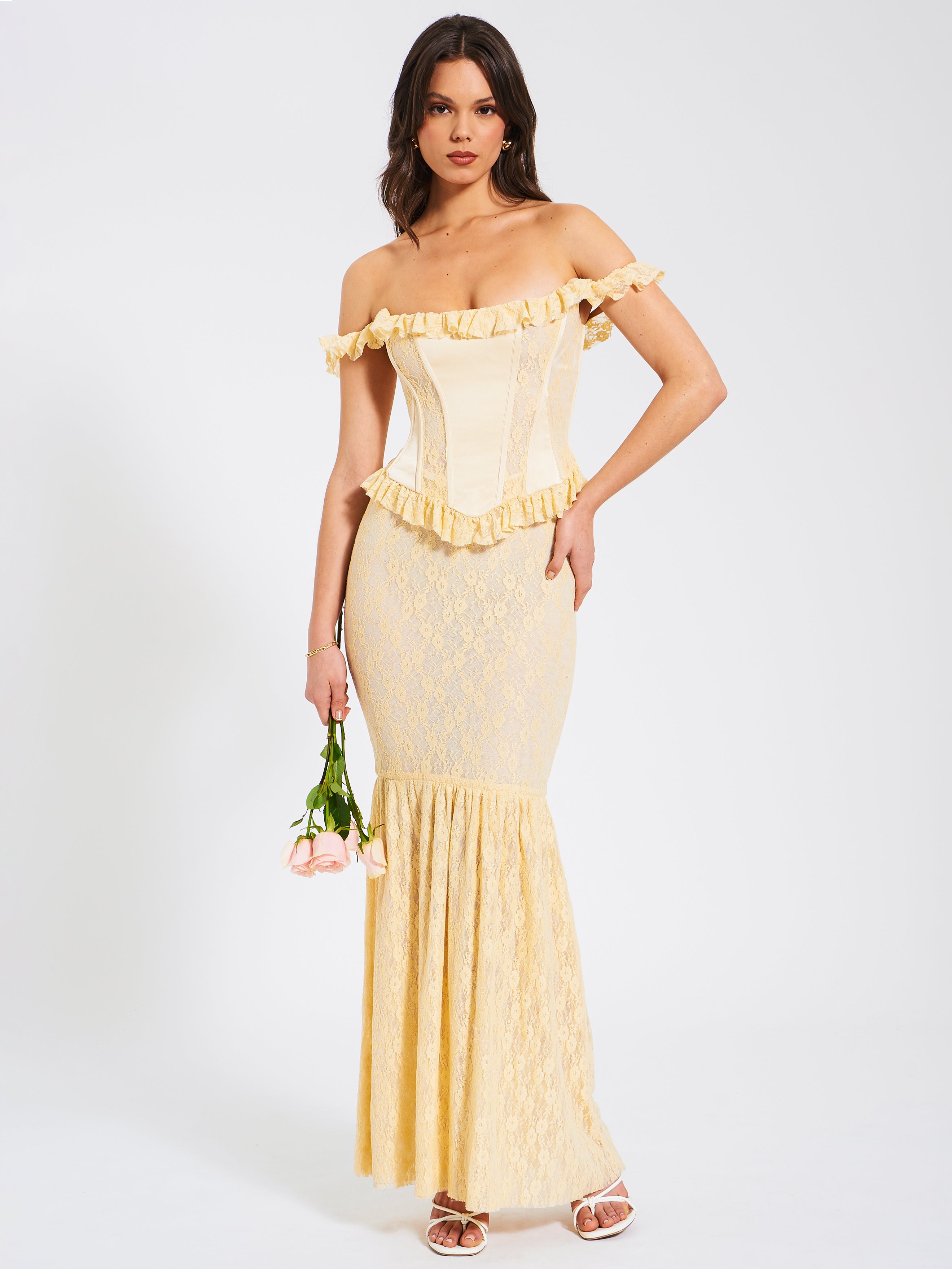 maxi robe satin jaune