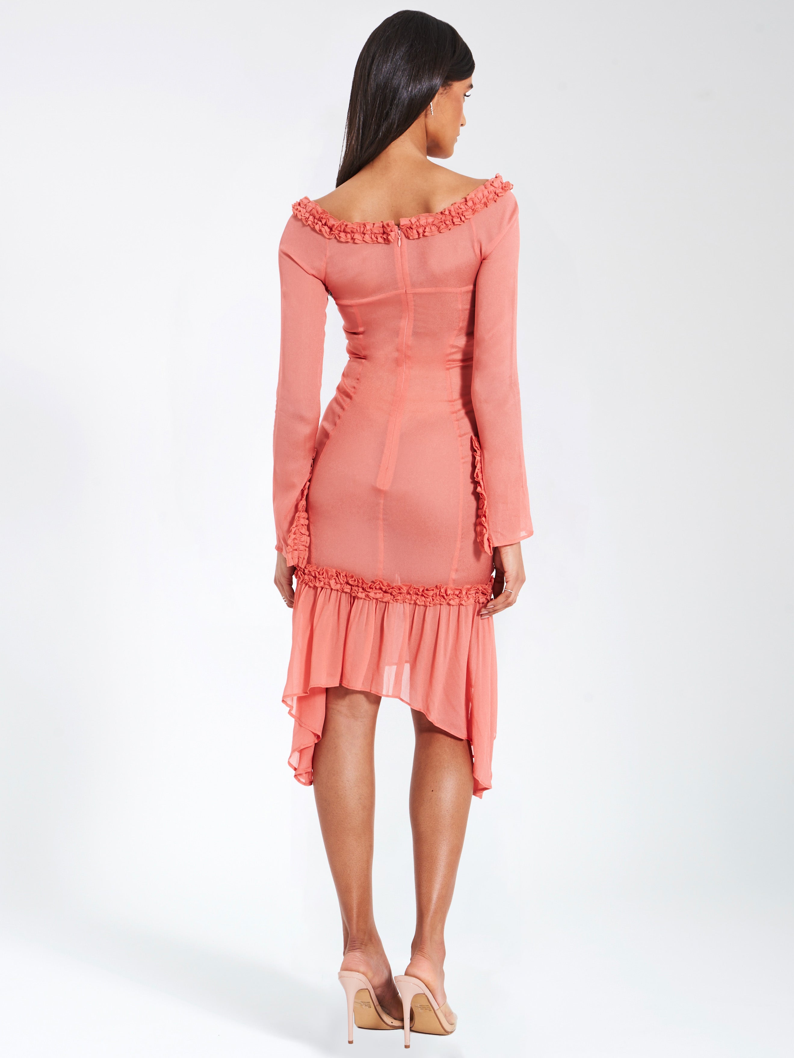robe asymétrique rose mauve