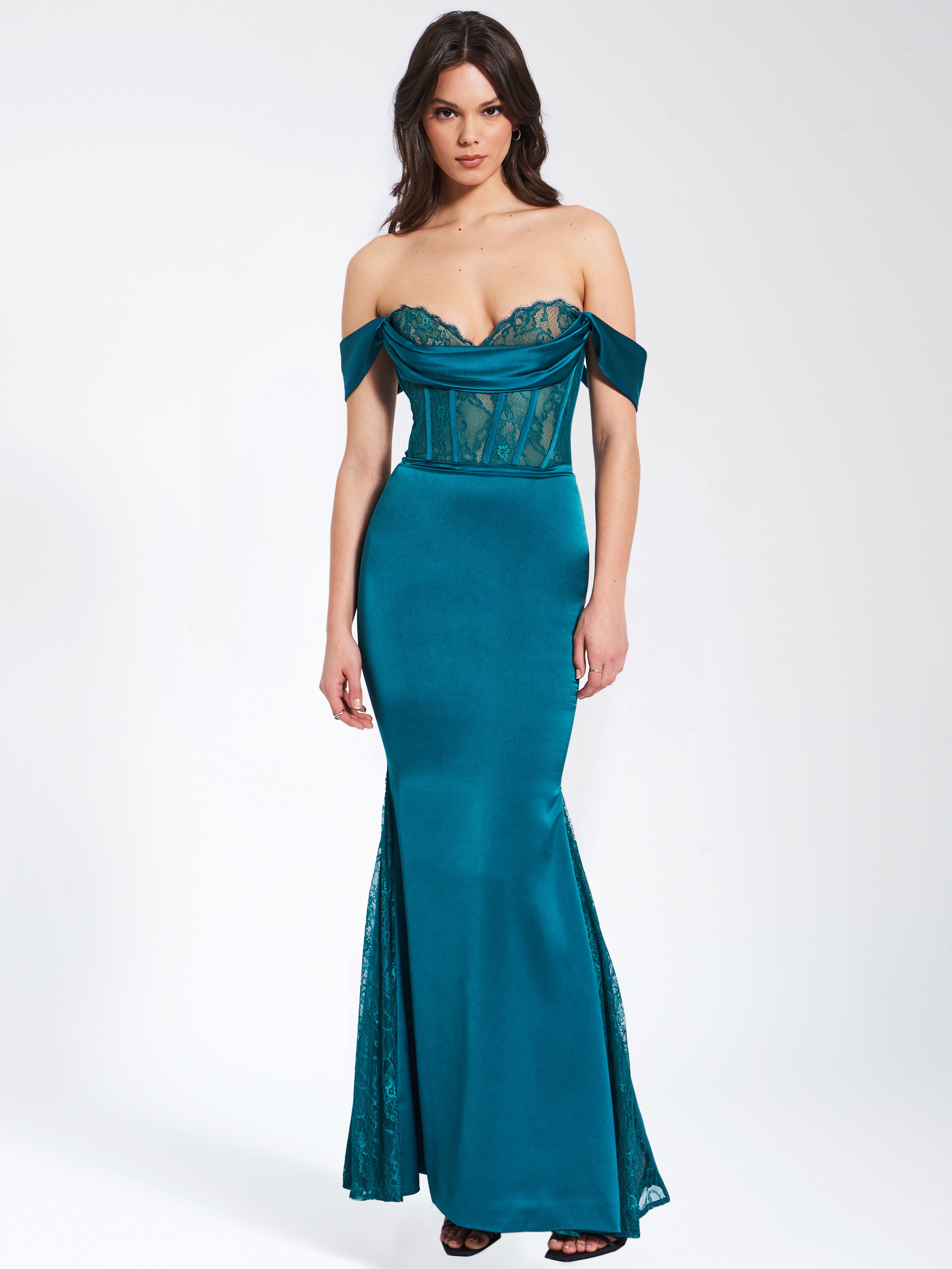 corset en satin teal