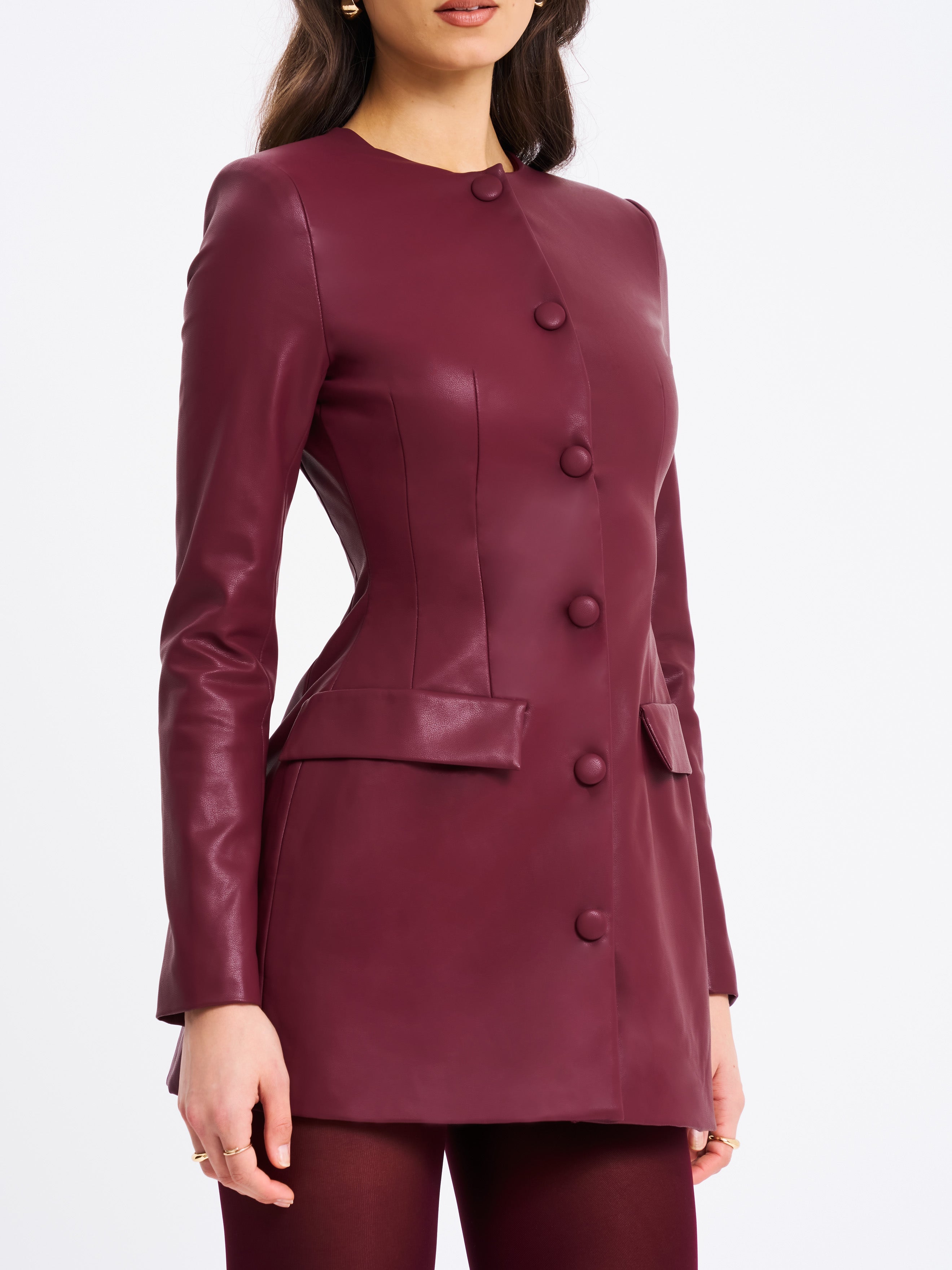 style unique vegan leather mini dress