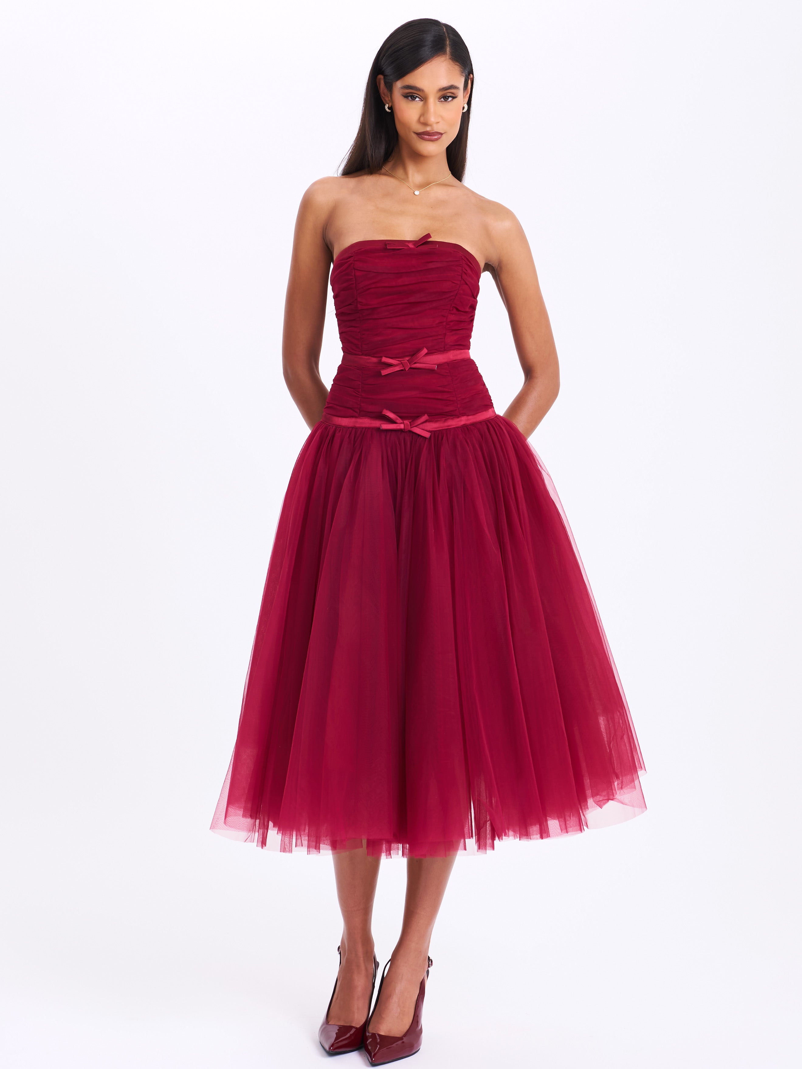 robe midi puffy Mabel bordeaux