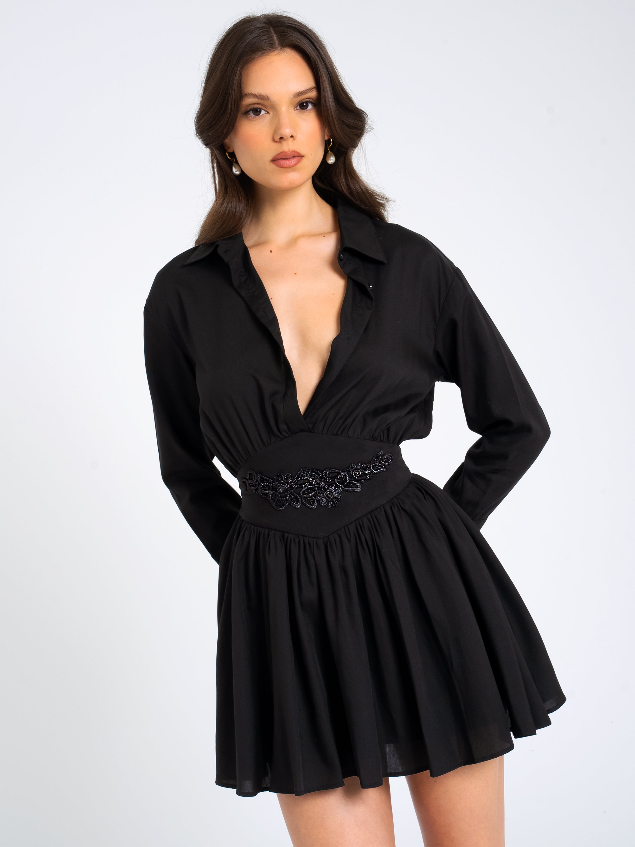 robe mini chemise Jamila noire