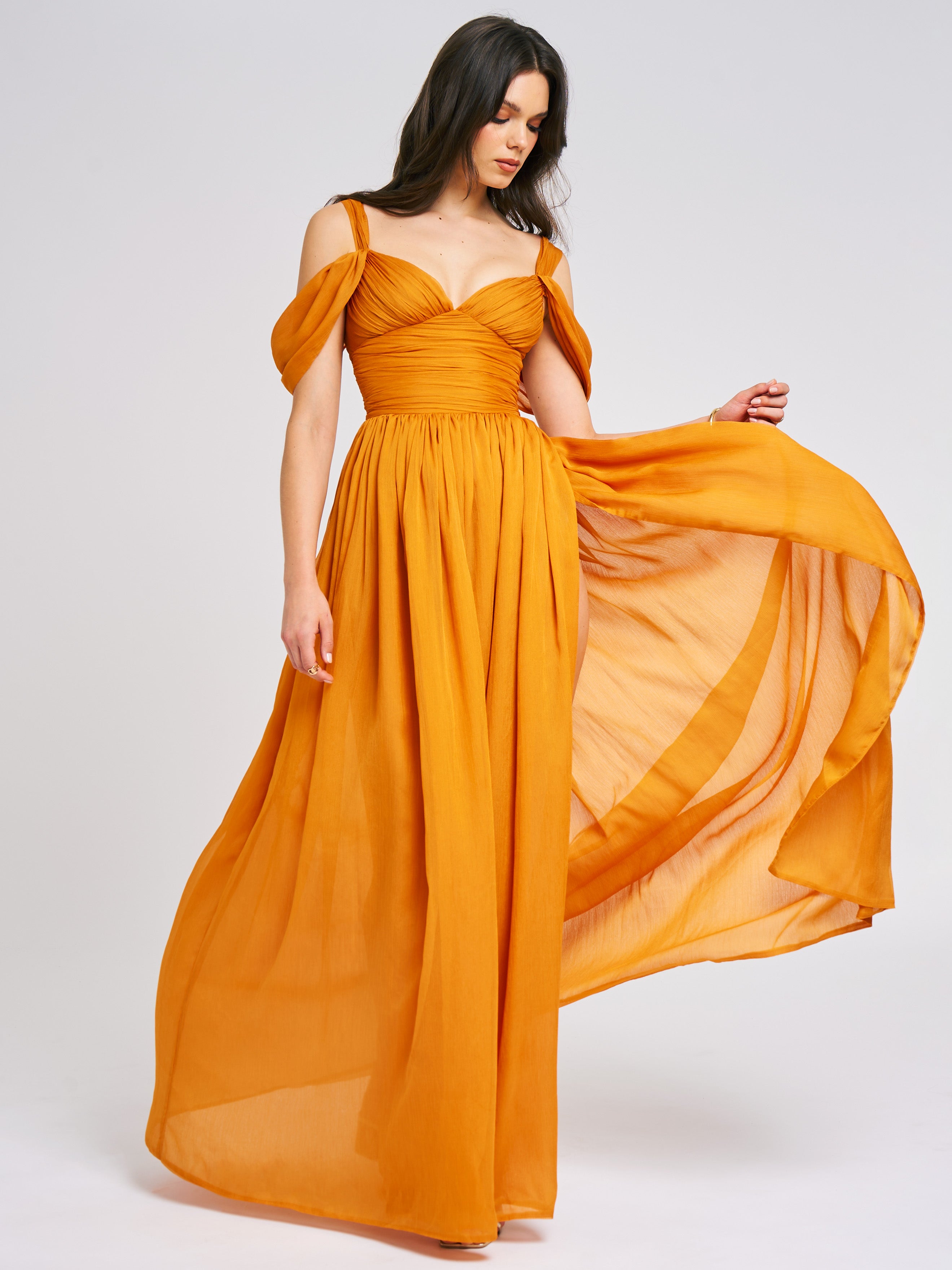 Maxi dress orange en mesh