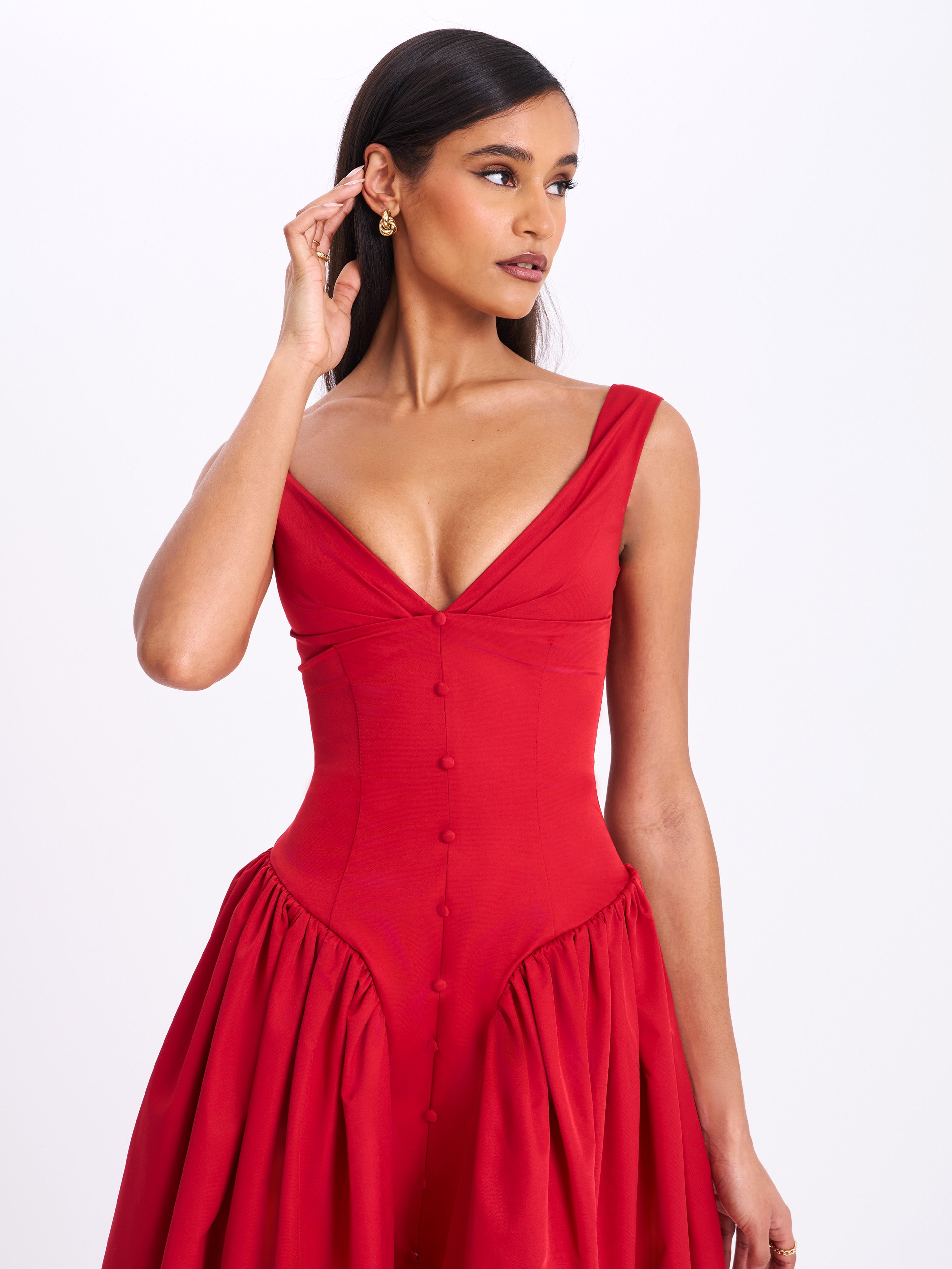 Nahla Red Dress avec boutons