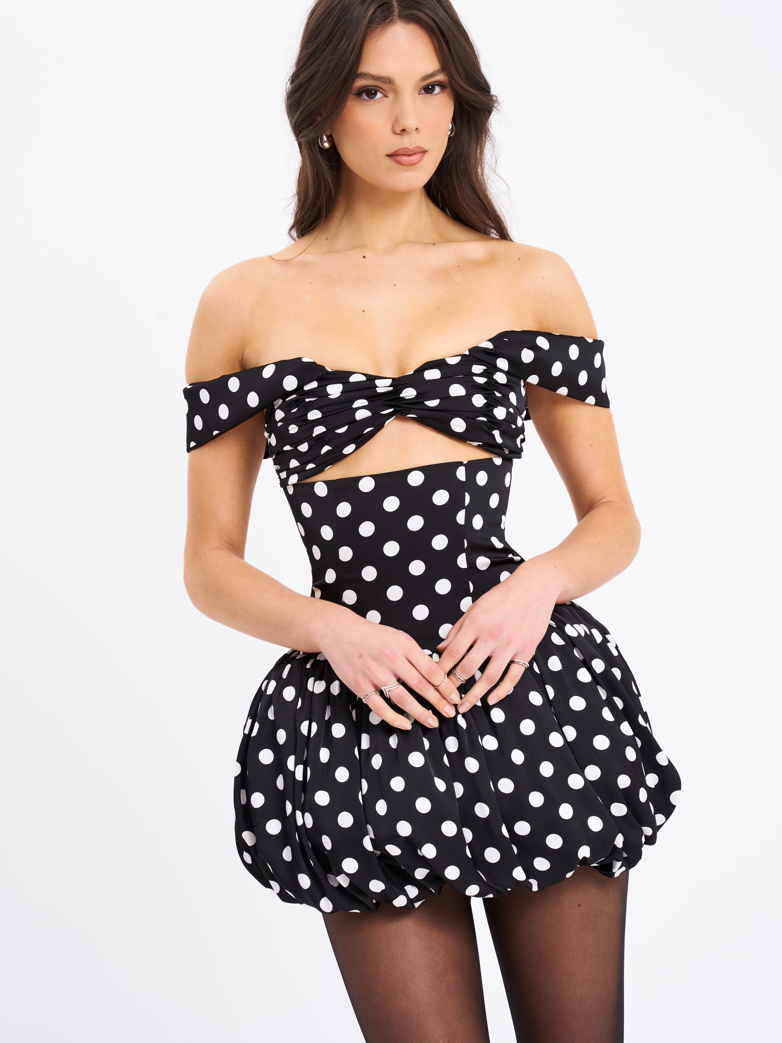 robe mini pois noirs