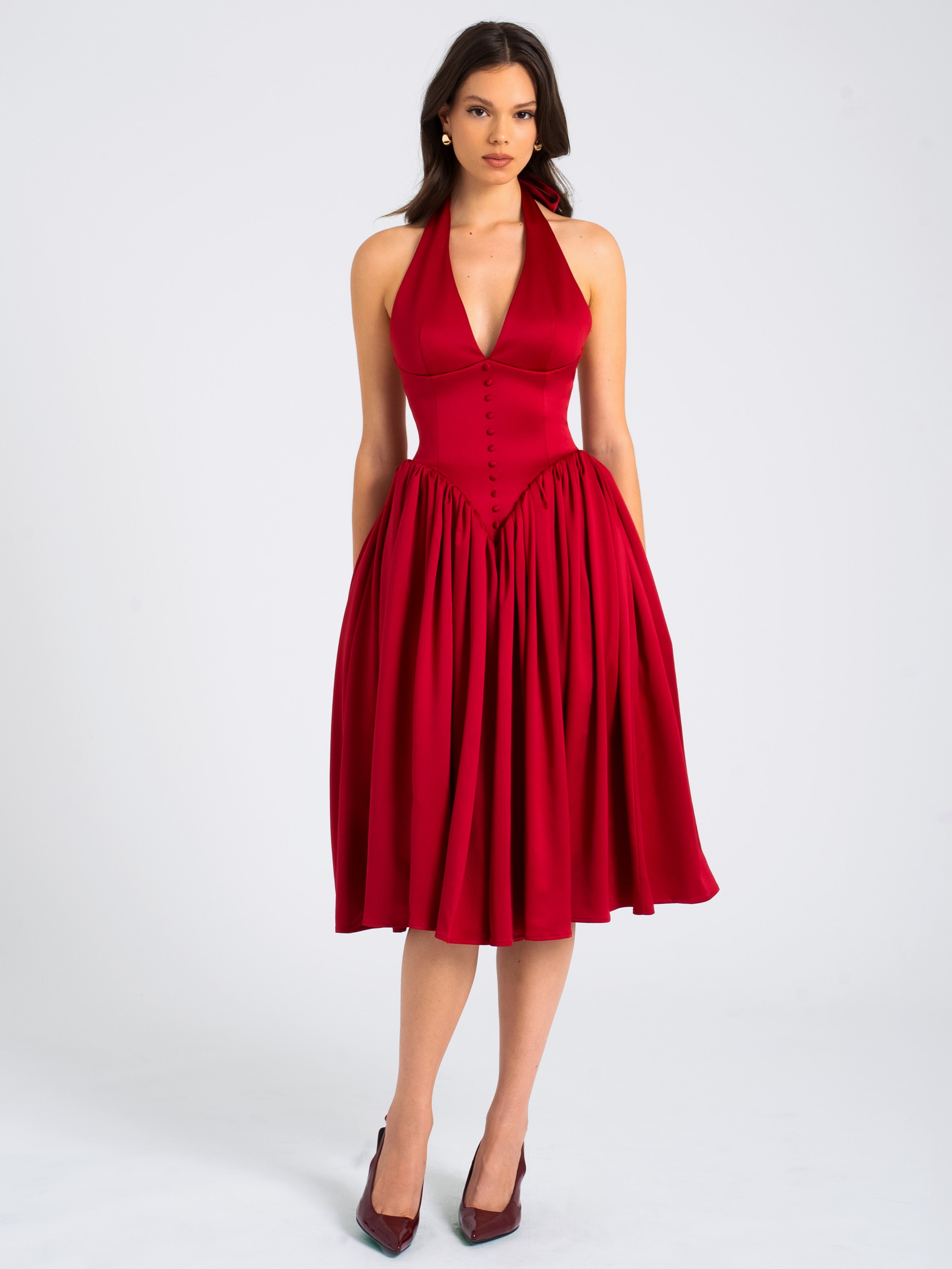 Cara robe halter rouge