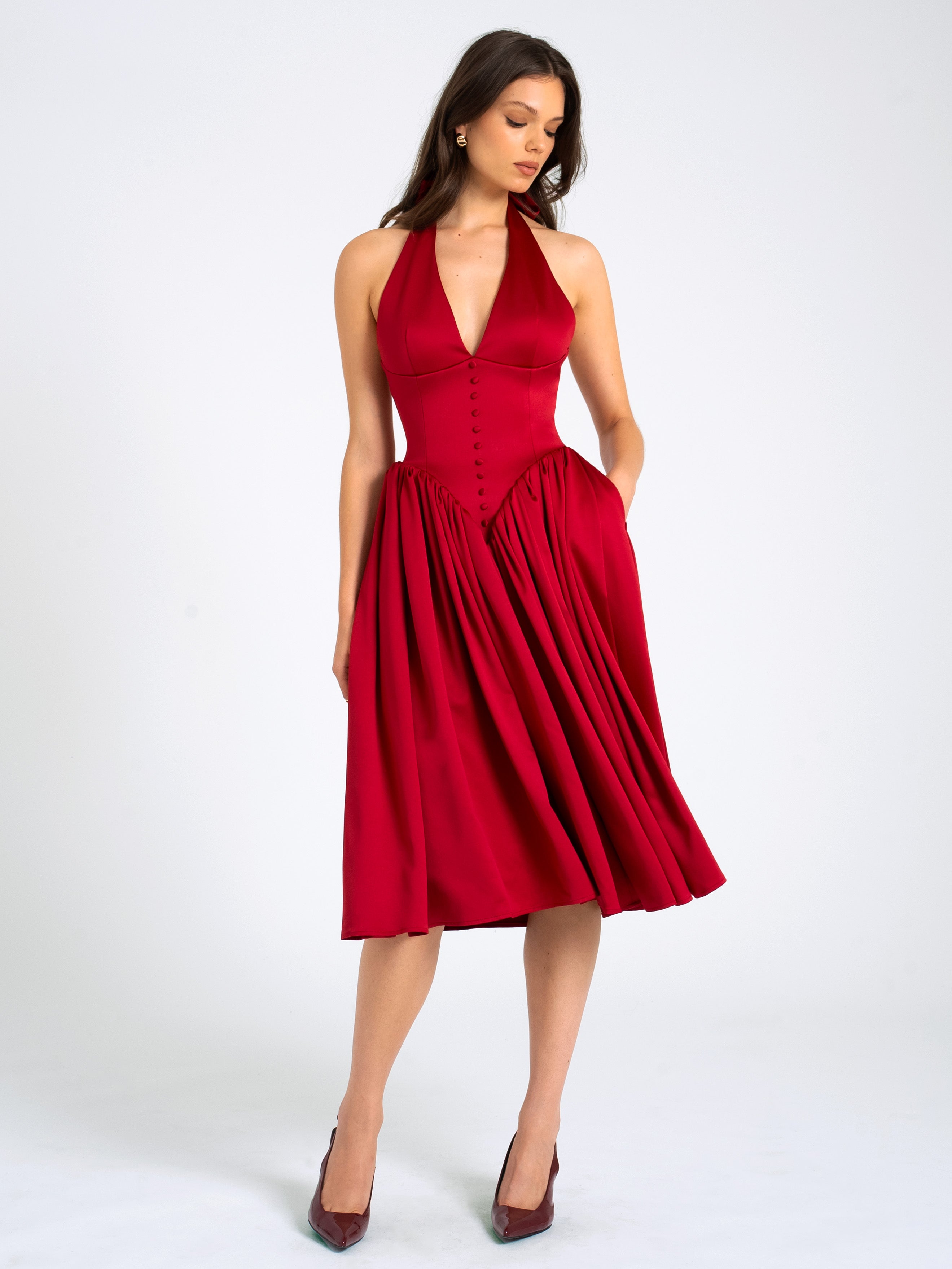 elegance robe rouge halter