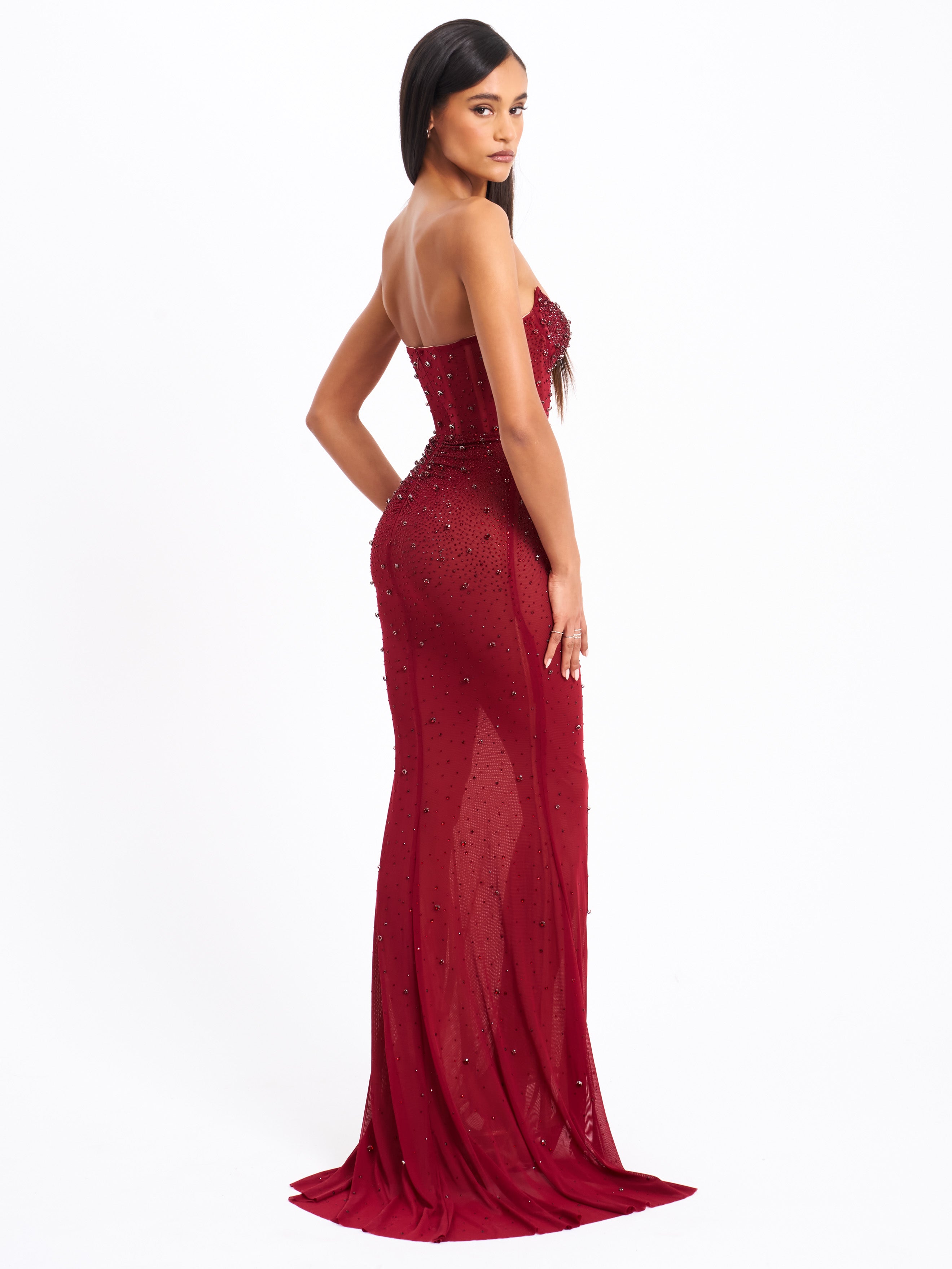 Robe sirène bustier bourgogne