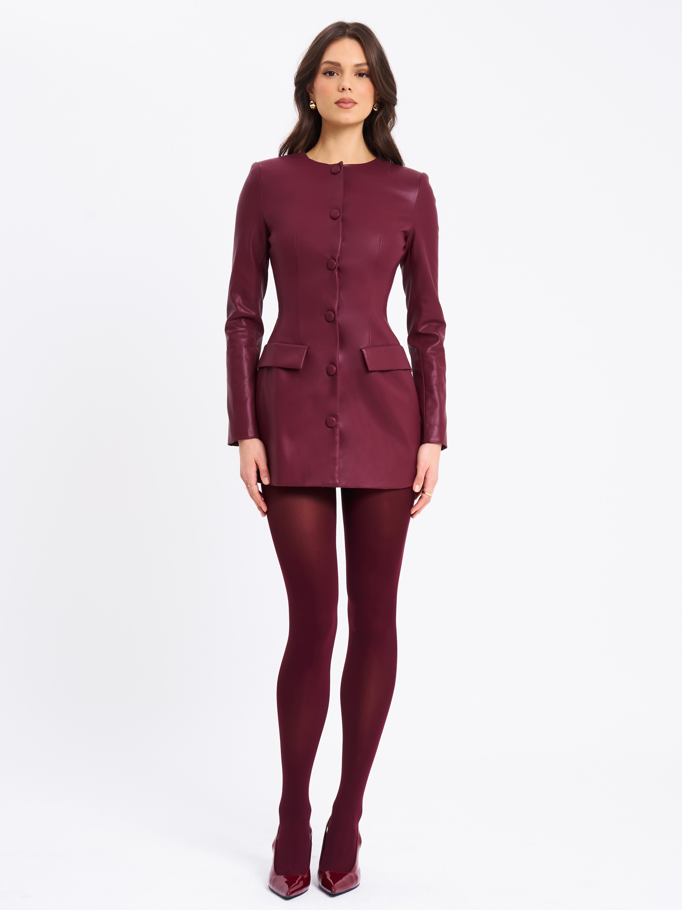 design moderne Baila Burgundy Vegan Dress