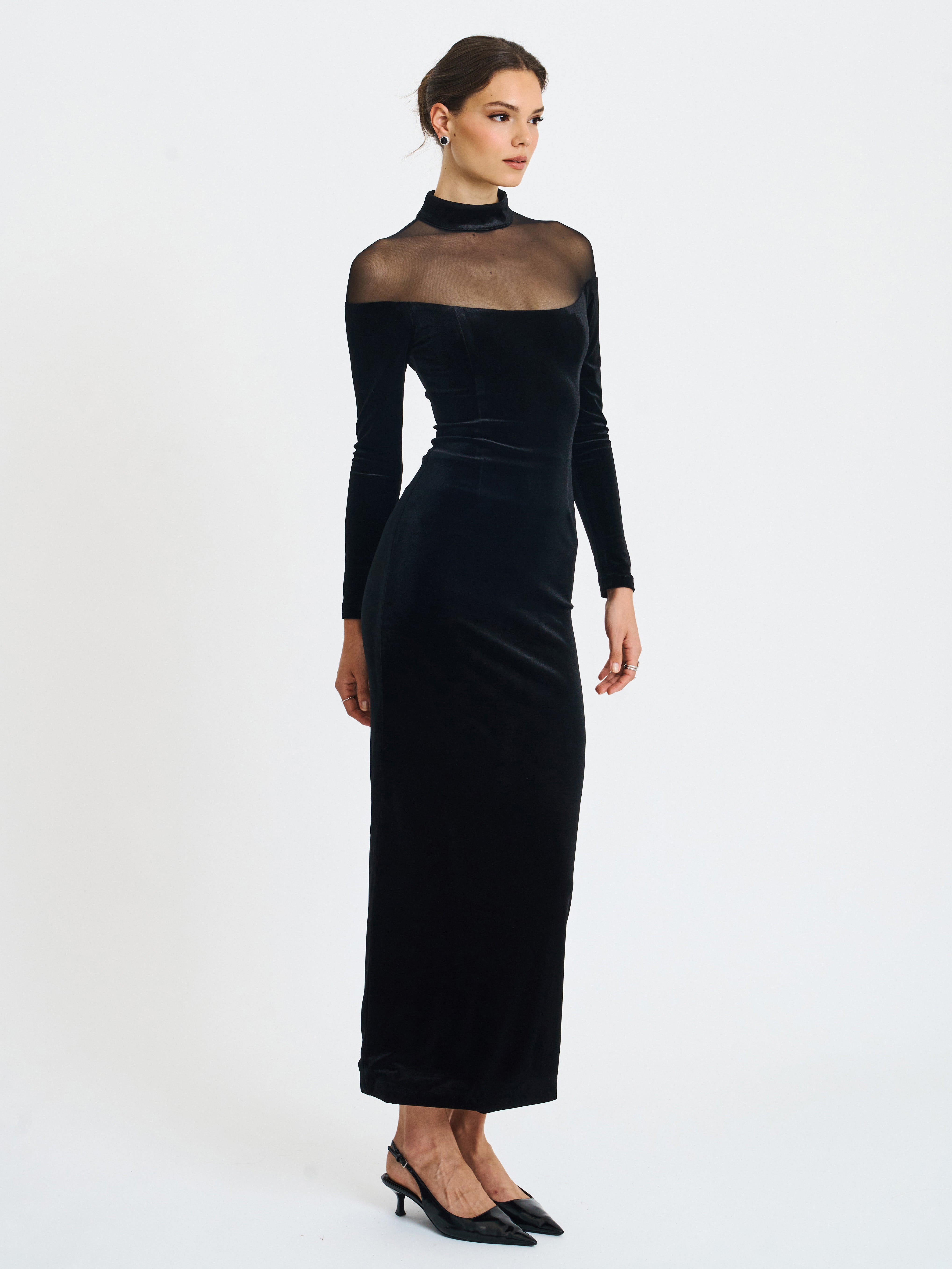 Blair Black Sheer Mock Neck chic