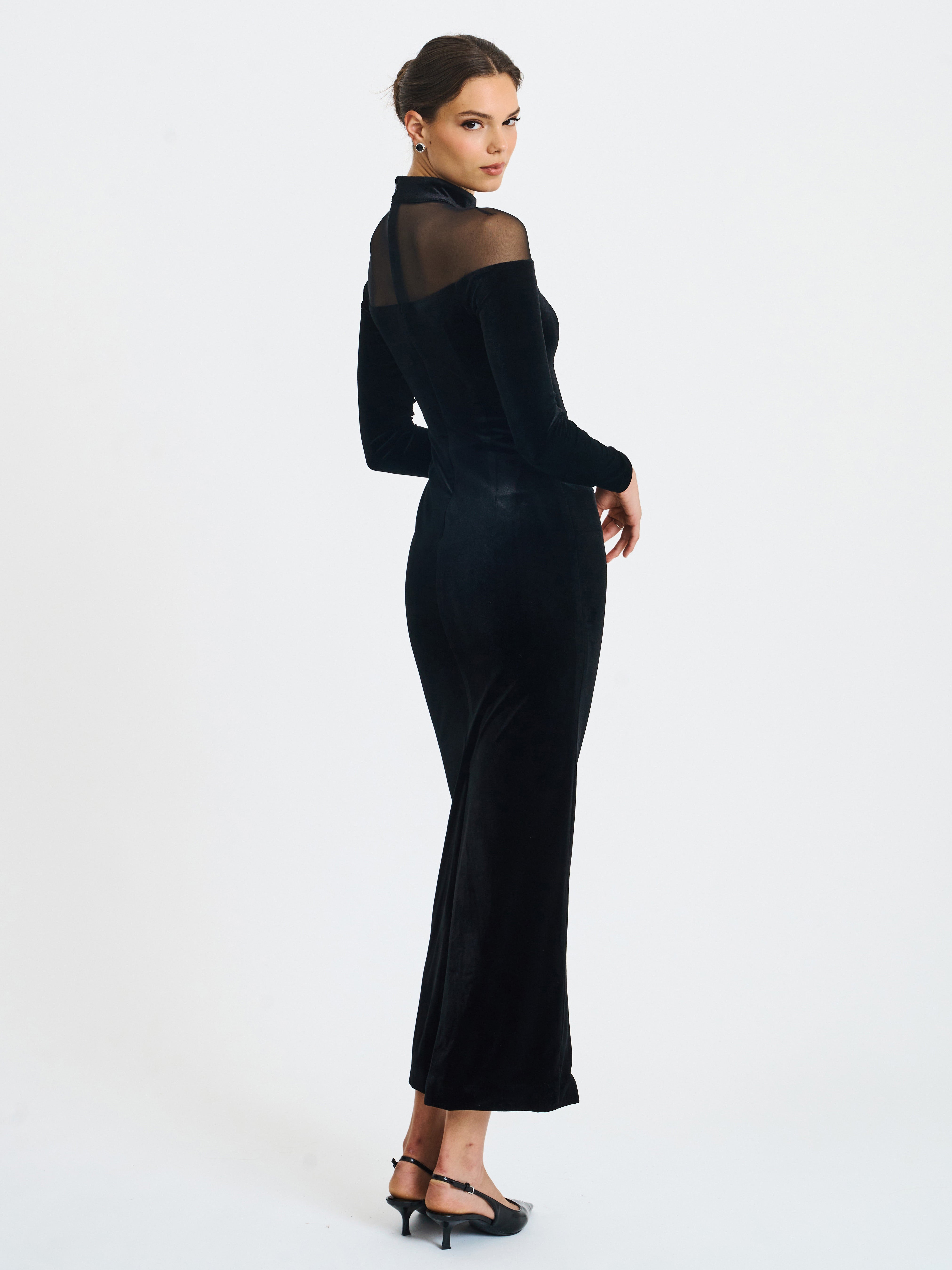 robe maxi manche longue noire