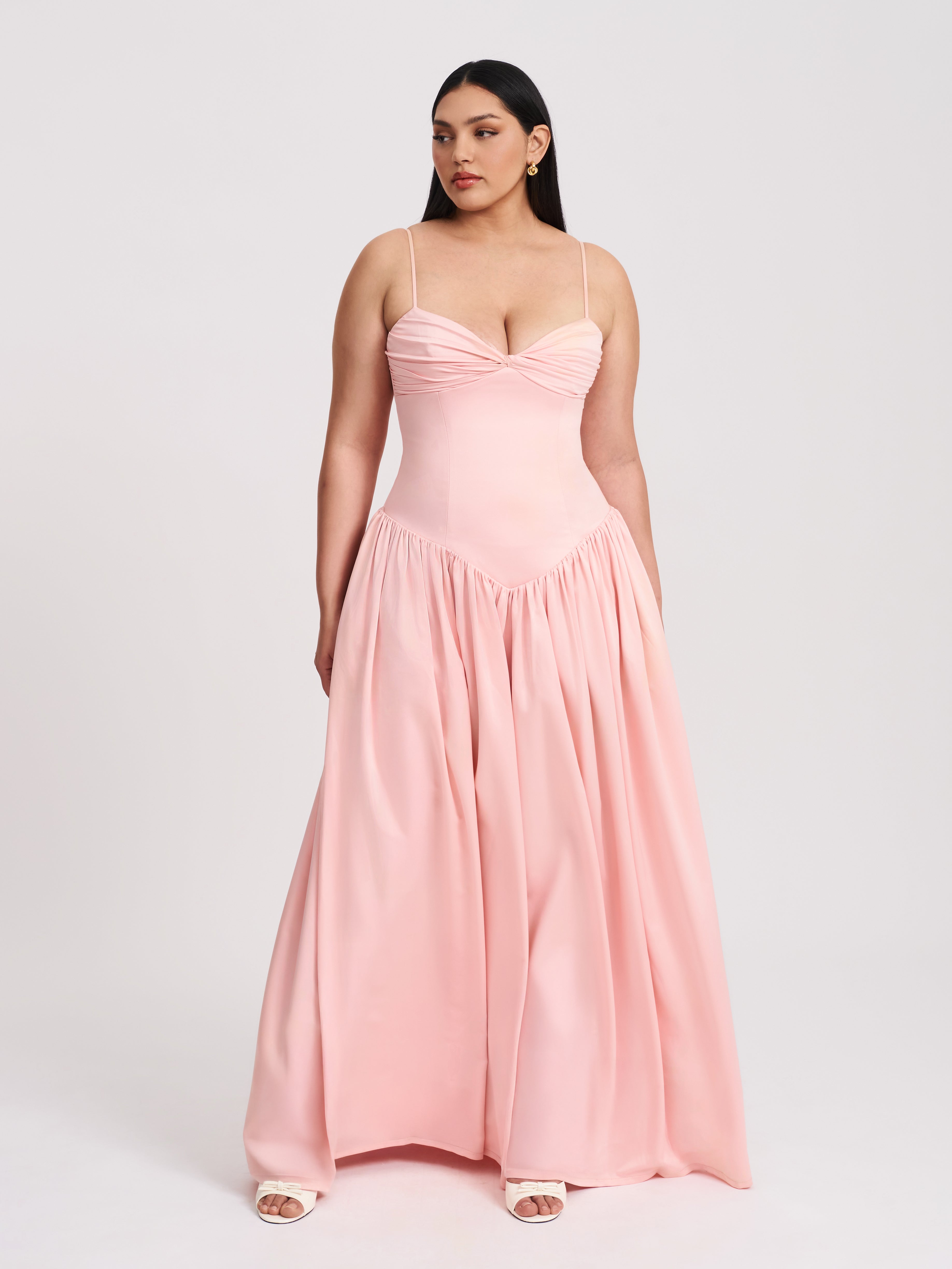 robe longue mariage rose