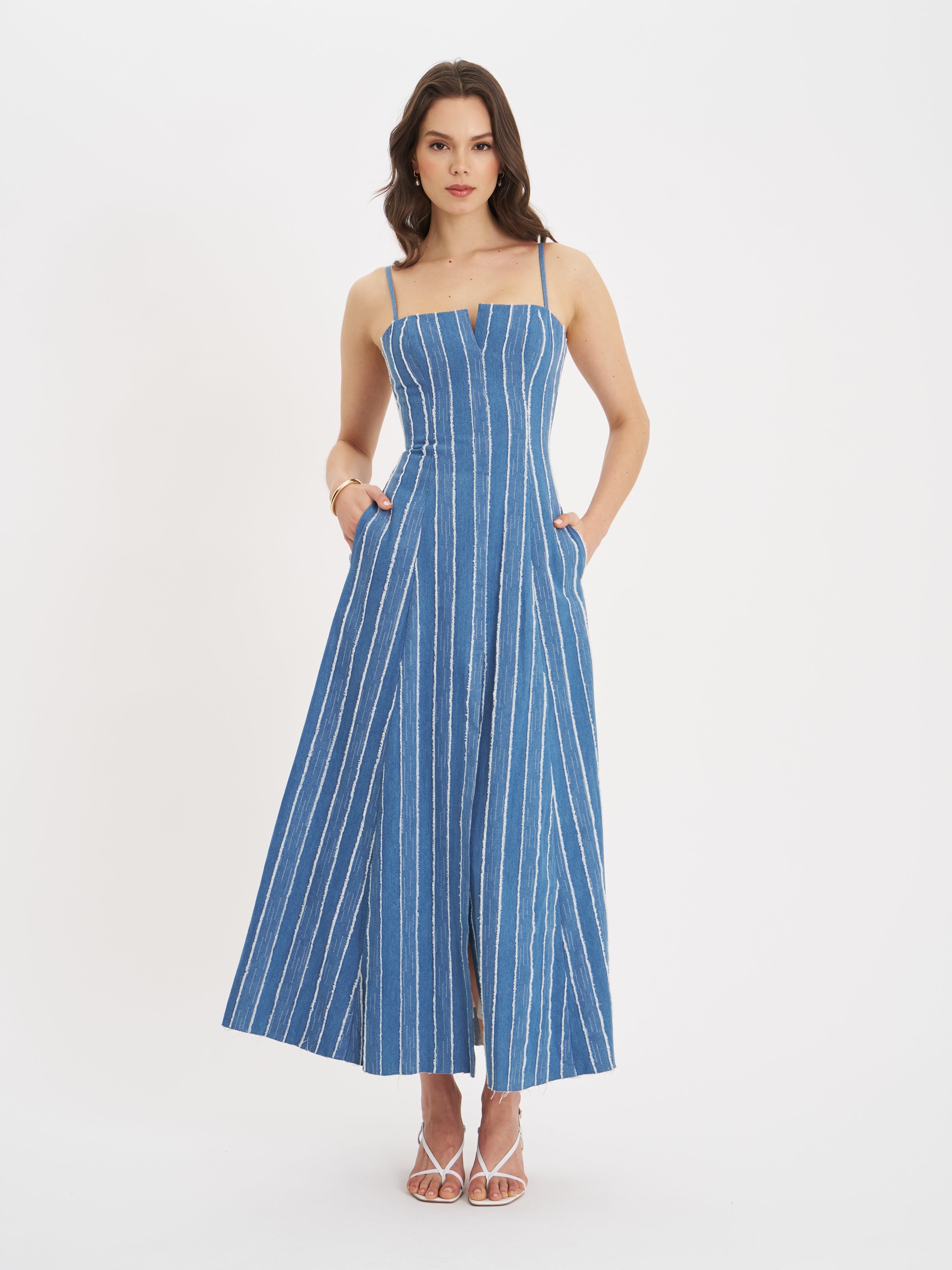 robe casual denim rayé